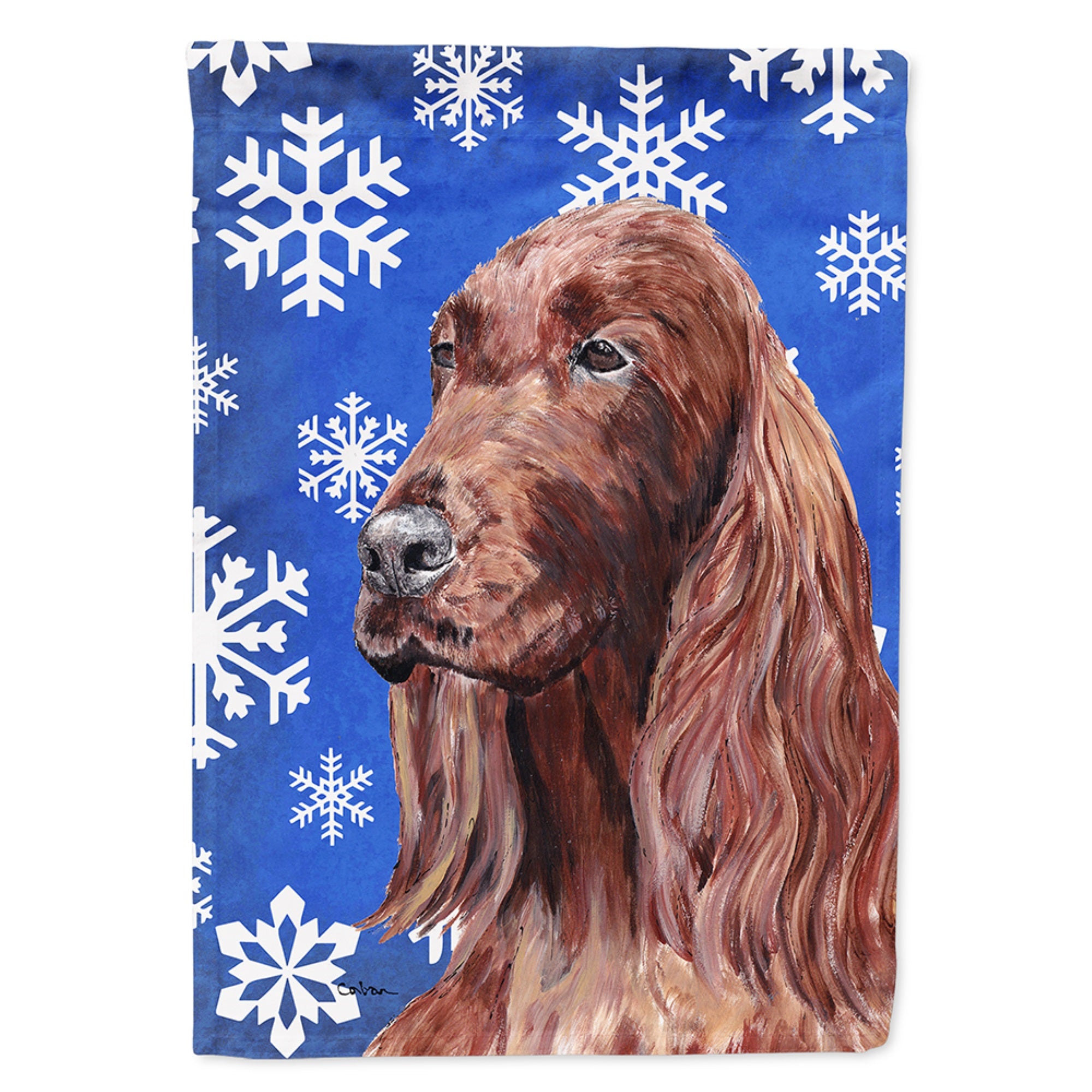 Irish Setter Winter Snowflakes Flag Garden Size