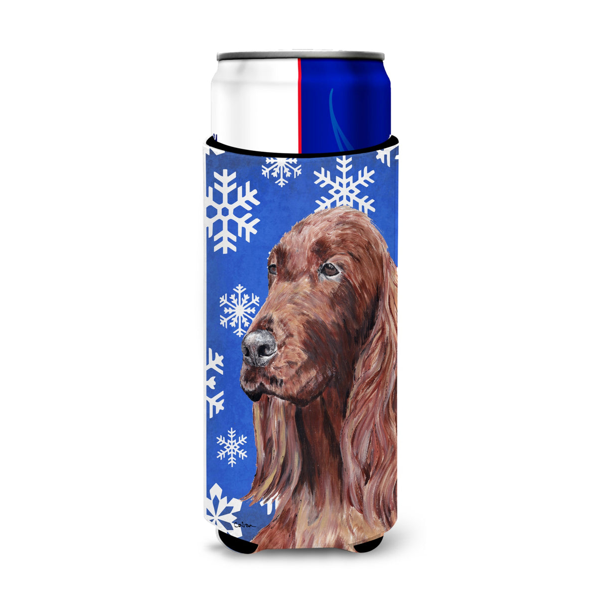 Irish Setter Winter Snowflakes Ultra Hugger For Slim Cans
