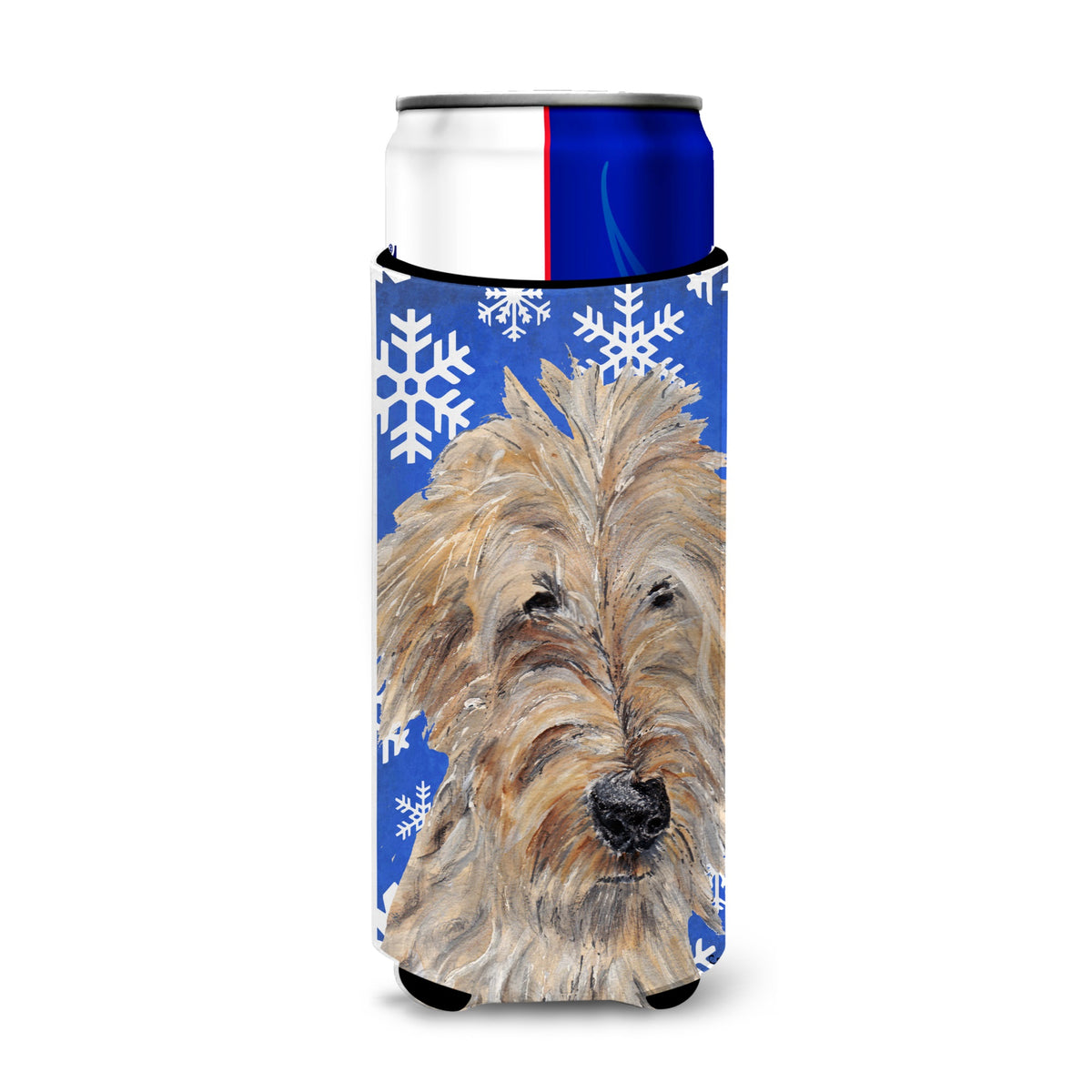 Golden Doodle Winter Snowflakes Ultra Hugger For Slim Cans
