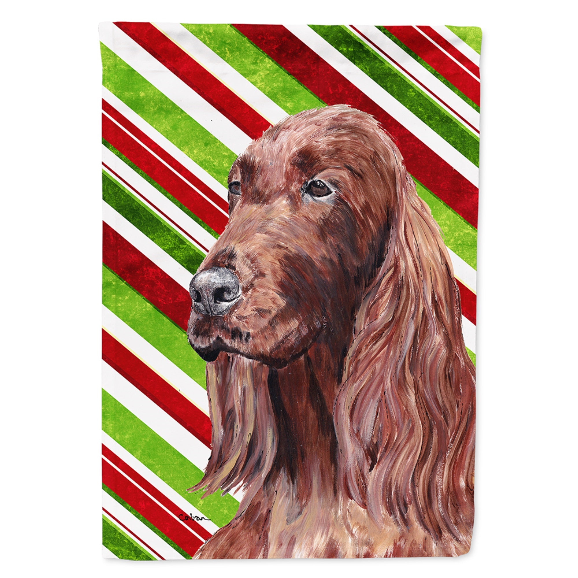Irish Setter Candy Cane Christmas Flag Garden Size