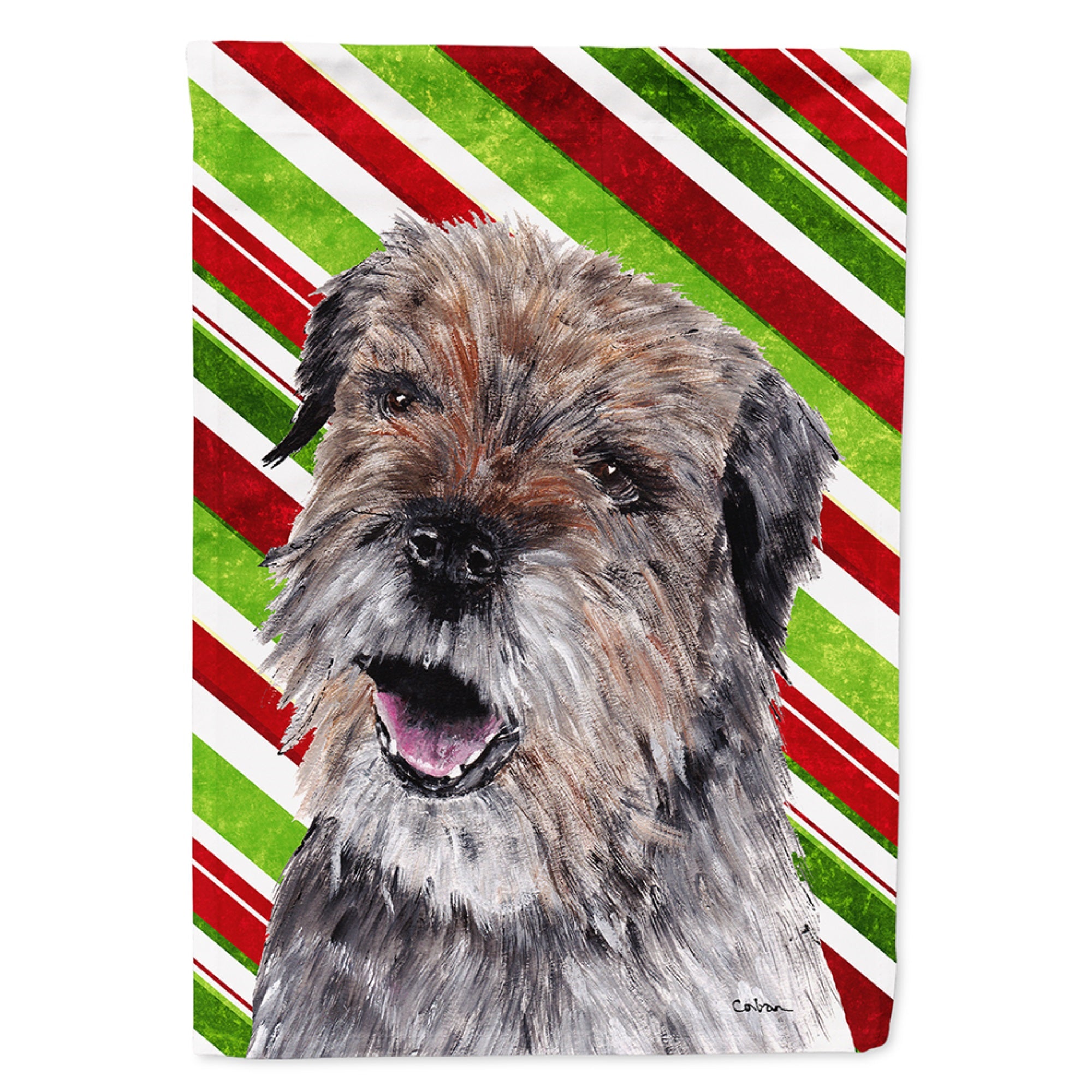 Border Terrier Candy Cane Christmas Flag Garden Size