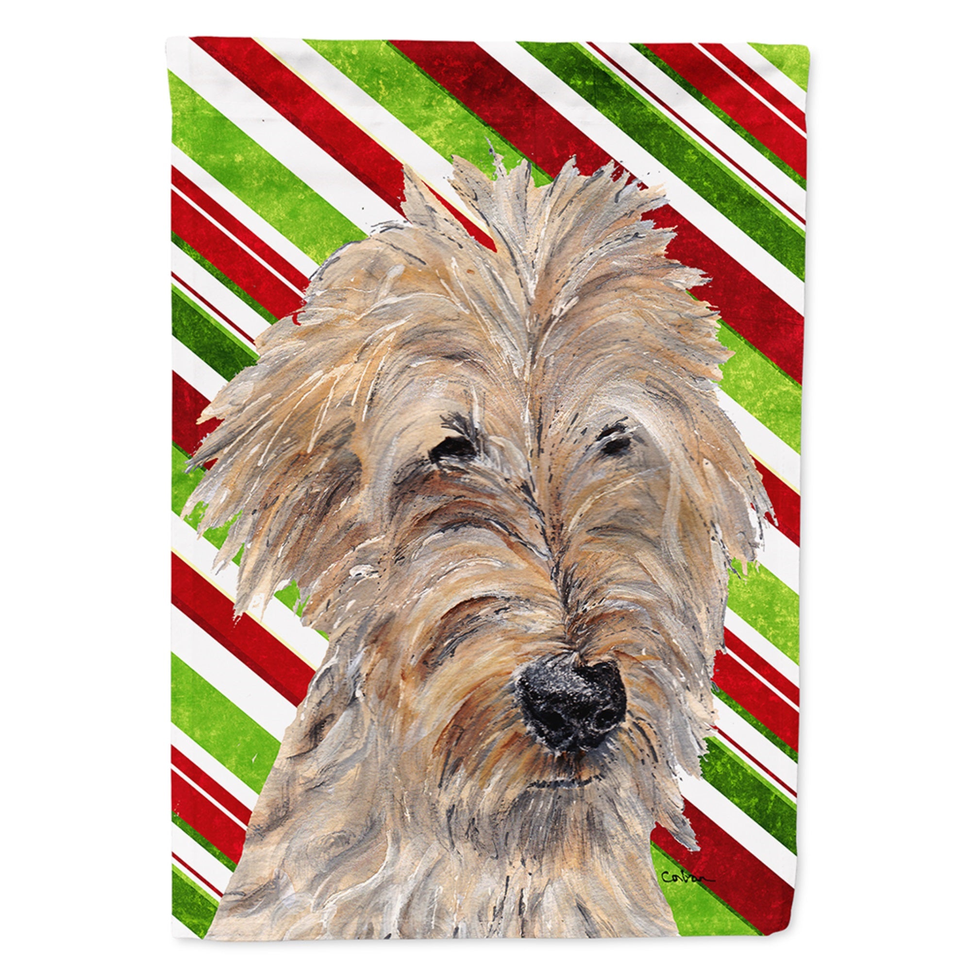 Golden Doodle Candy Cane Christmas Flag Garden Size