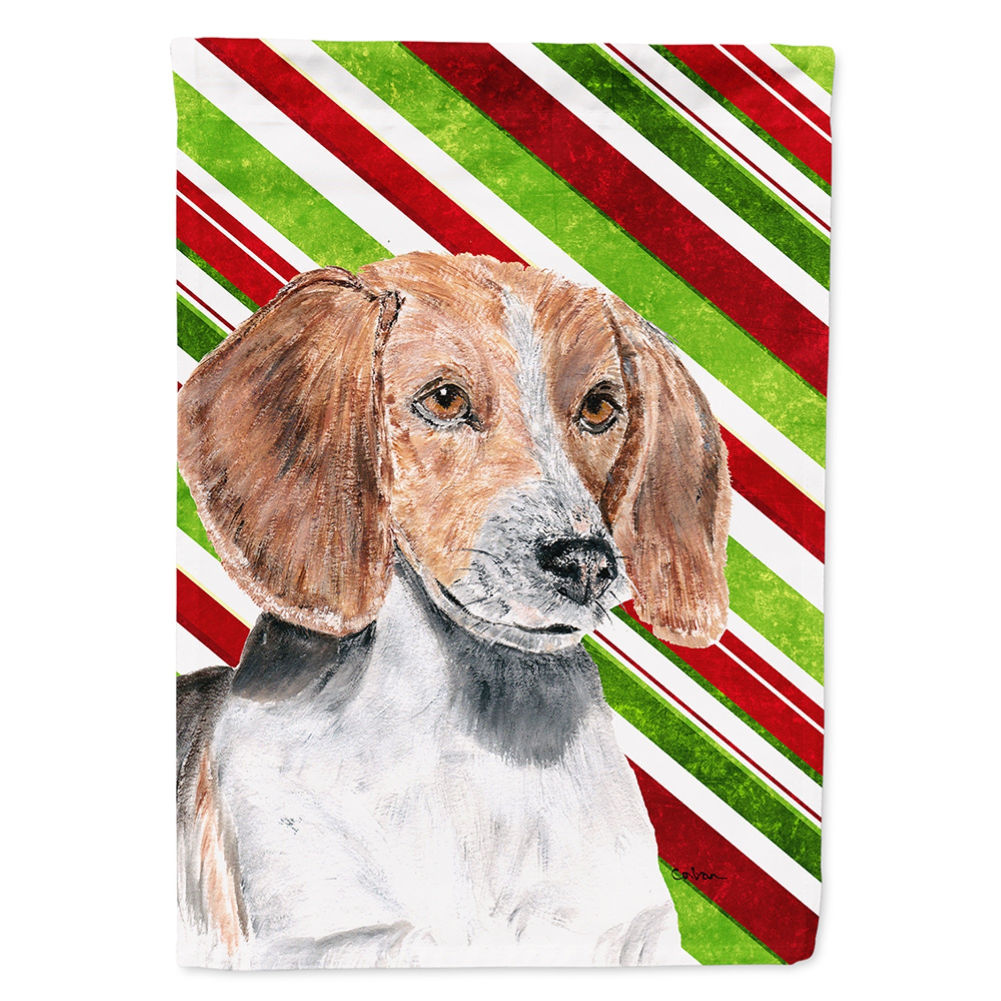 English Foxhound Candy Cane Christmas Flag Garden Size