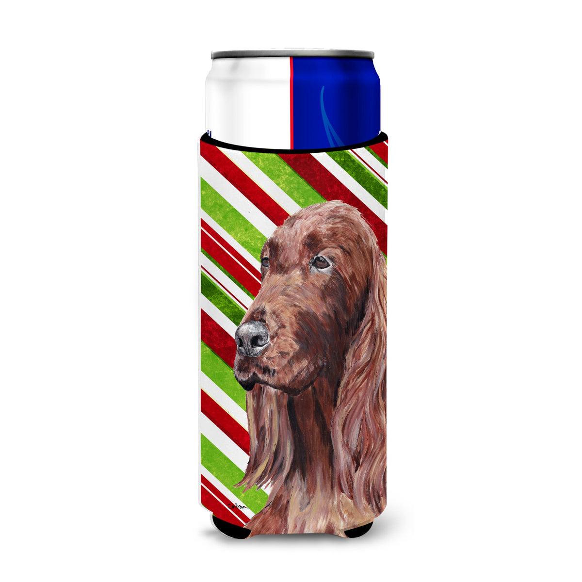 Irish Setter Candy Cane Christmas Ultra Hugger For Slim Cans