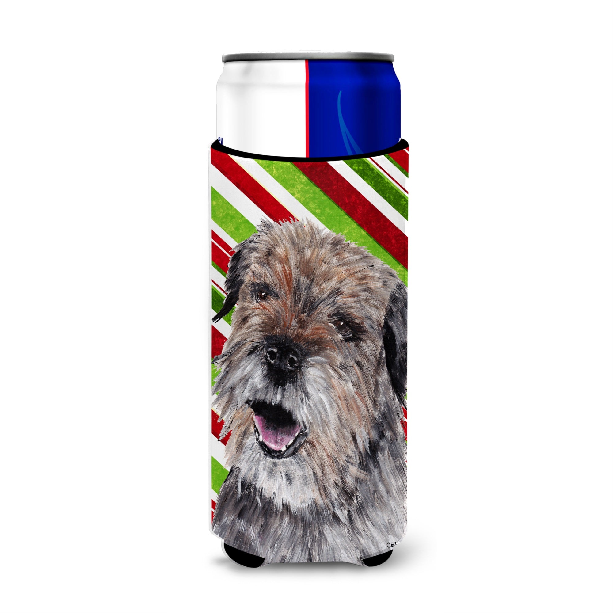 Border Terrier Candy Cane Christmas Ultra Hugger For Slim Cans