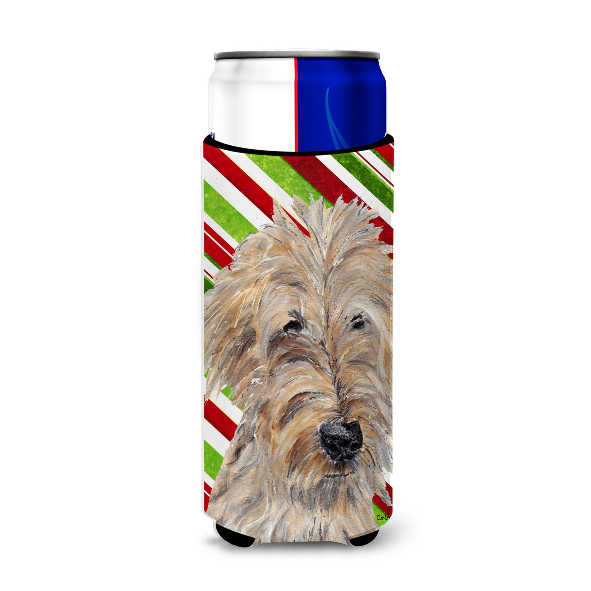 Golden Doodle Candy Cane Christmas Ultra Hugger For Slim Cans