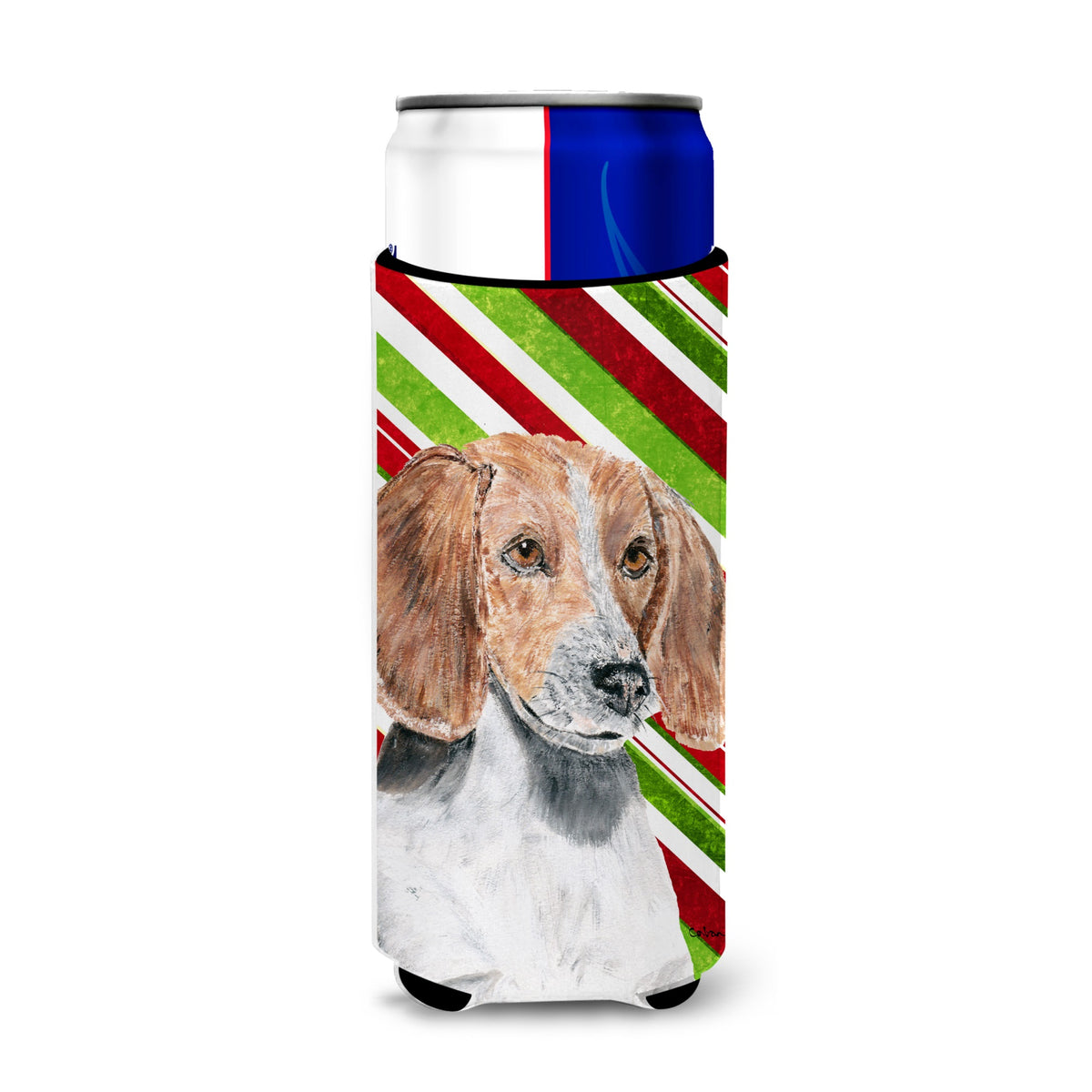 English Foxhound Candy Cane Christmas Ultra Hugger For Slim Cans