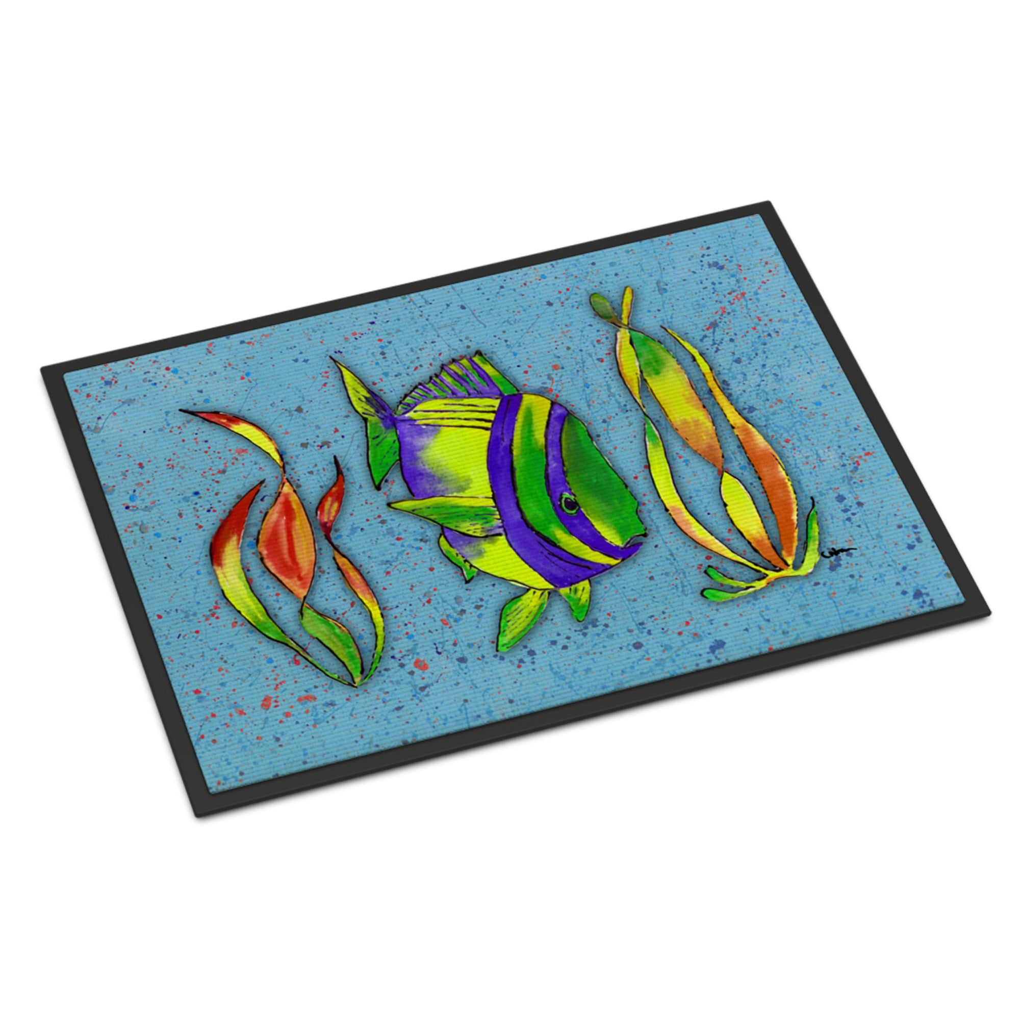 Tropical Fish On Blue Indoor Or Outdoor Mat 24X36
