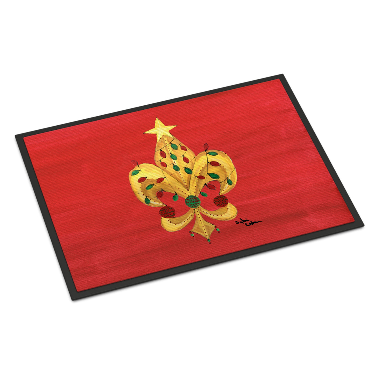 Christmas Fleur De Lis Tree With Lights Indoor Or Outdoor Mat 18X27