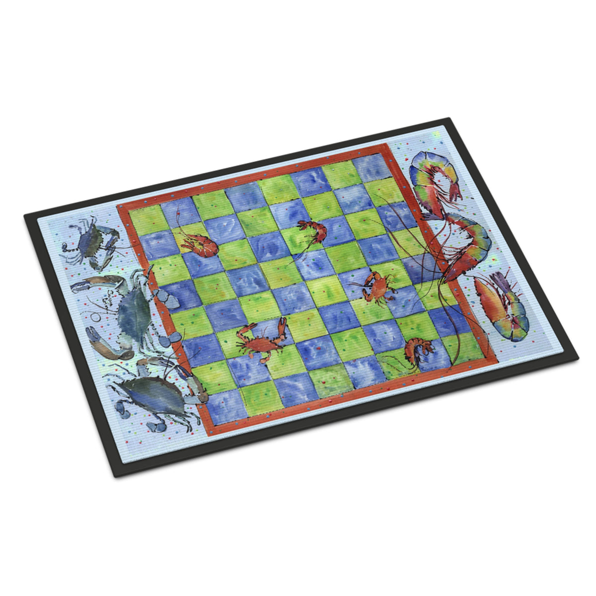 Crab And Shrimp Checkerboard Indoor Or Outdoor Mat 18X27