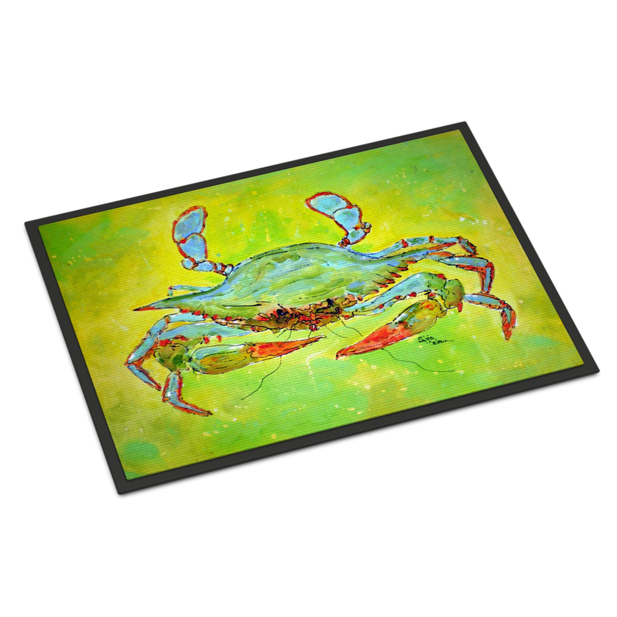 Bright Green Blue Crab Indoor Or Outdoor Mat 18X27