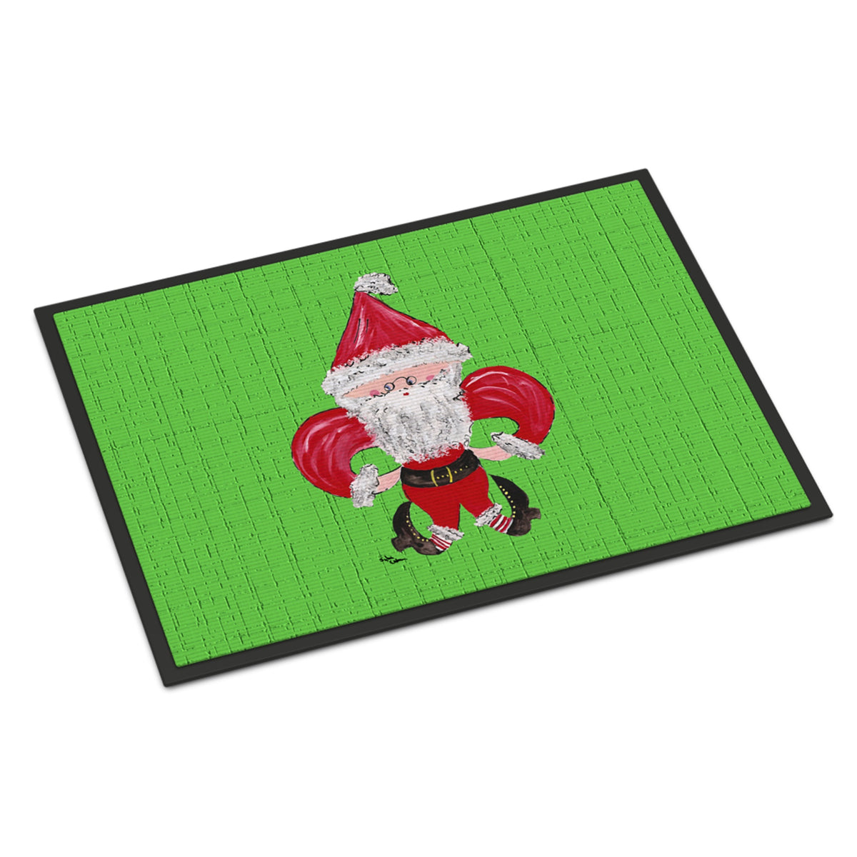 Christmas Fleur De Lis Santa Claus Indoor Or Outdoor Mat 18X27