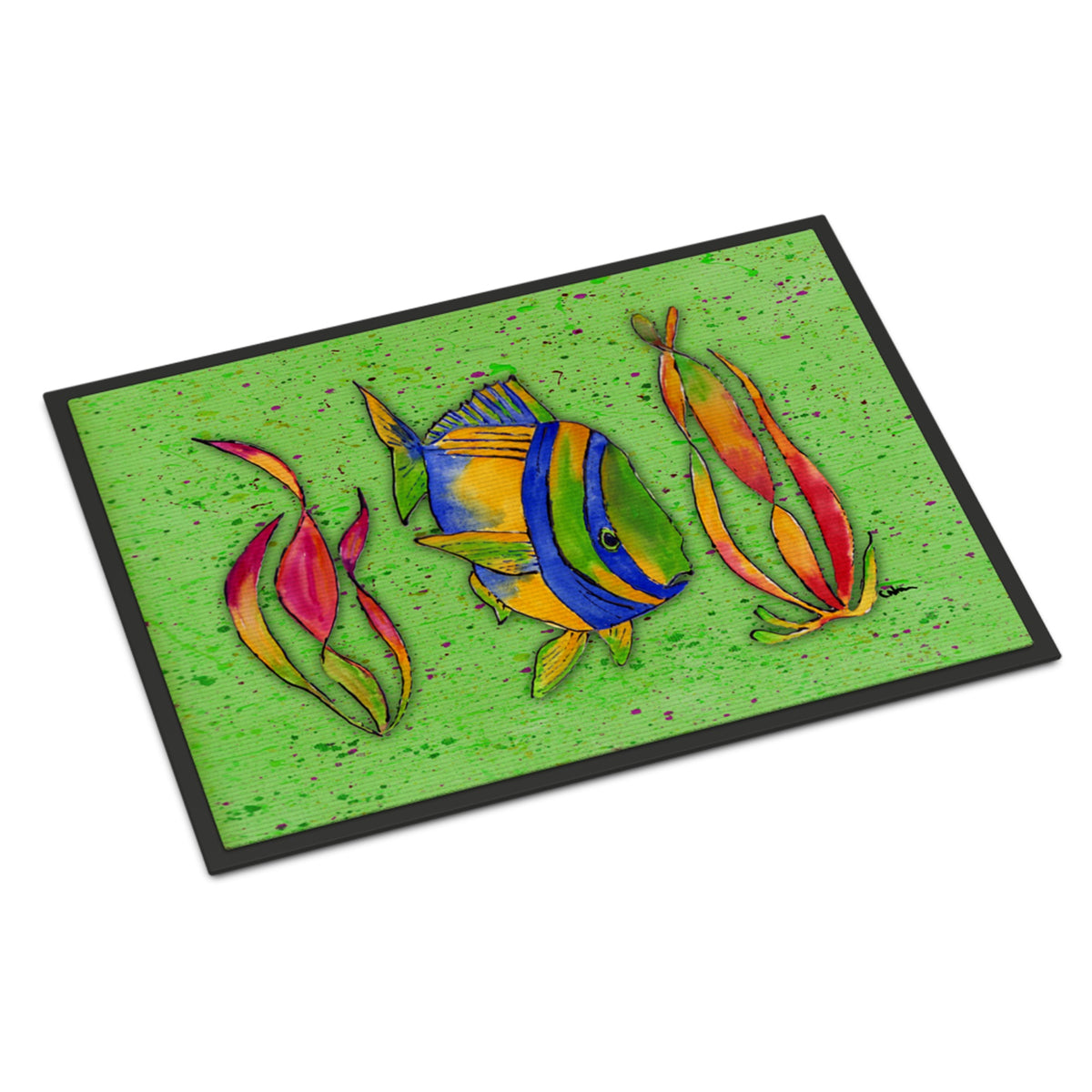 Tropical Fish On Green Indoor Or Outdoor Mat 18X27