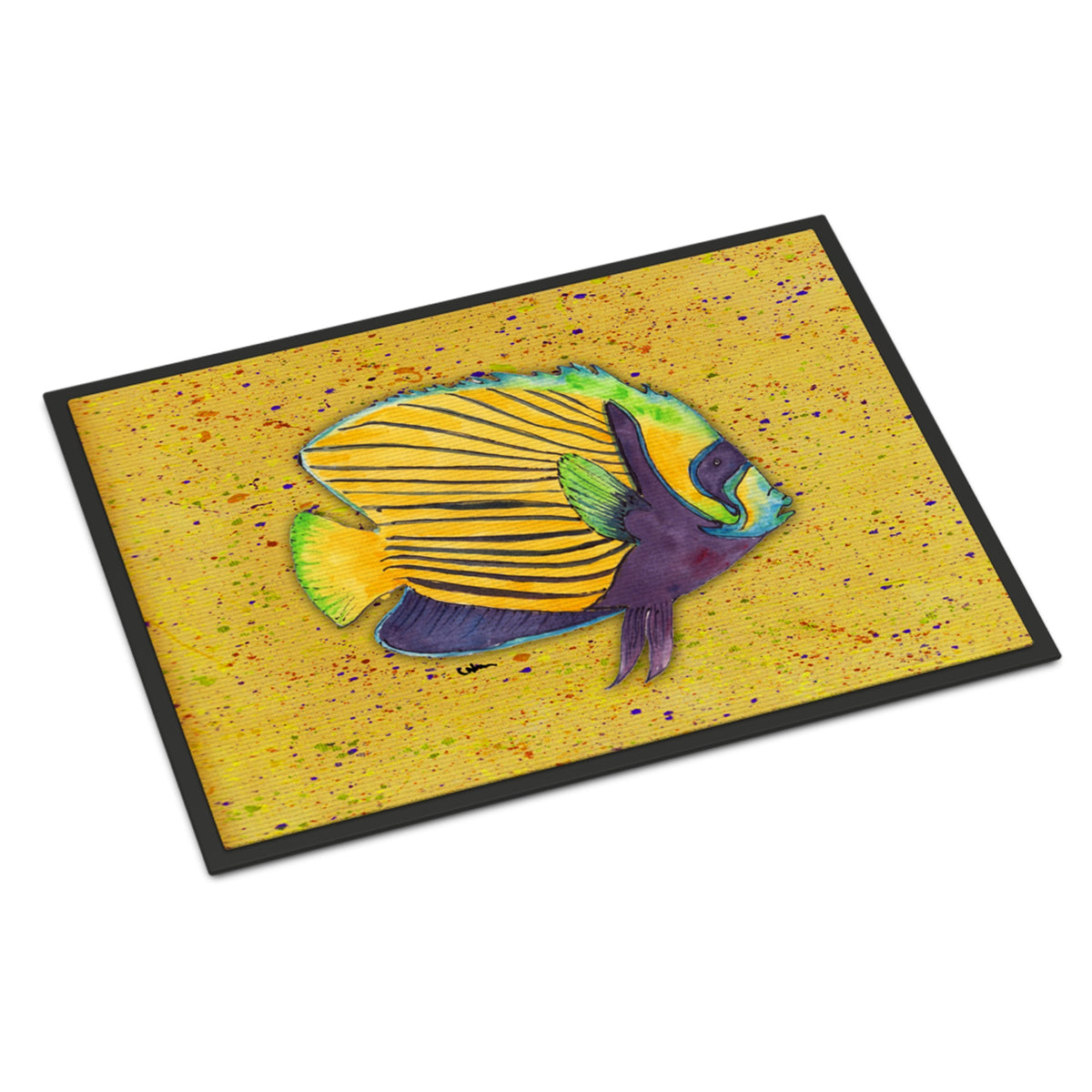 Tropical Fish On Mustard Indoor Or Outdoor Mat 18X27