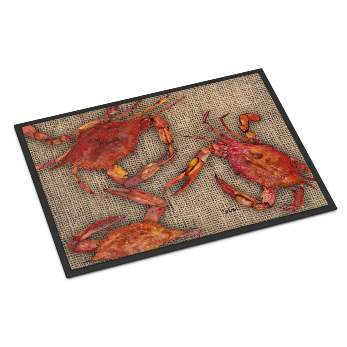 Cooked Crabs On Faux Burlap Indoor Or Outdoor Mat 18X27