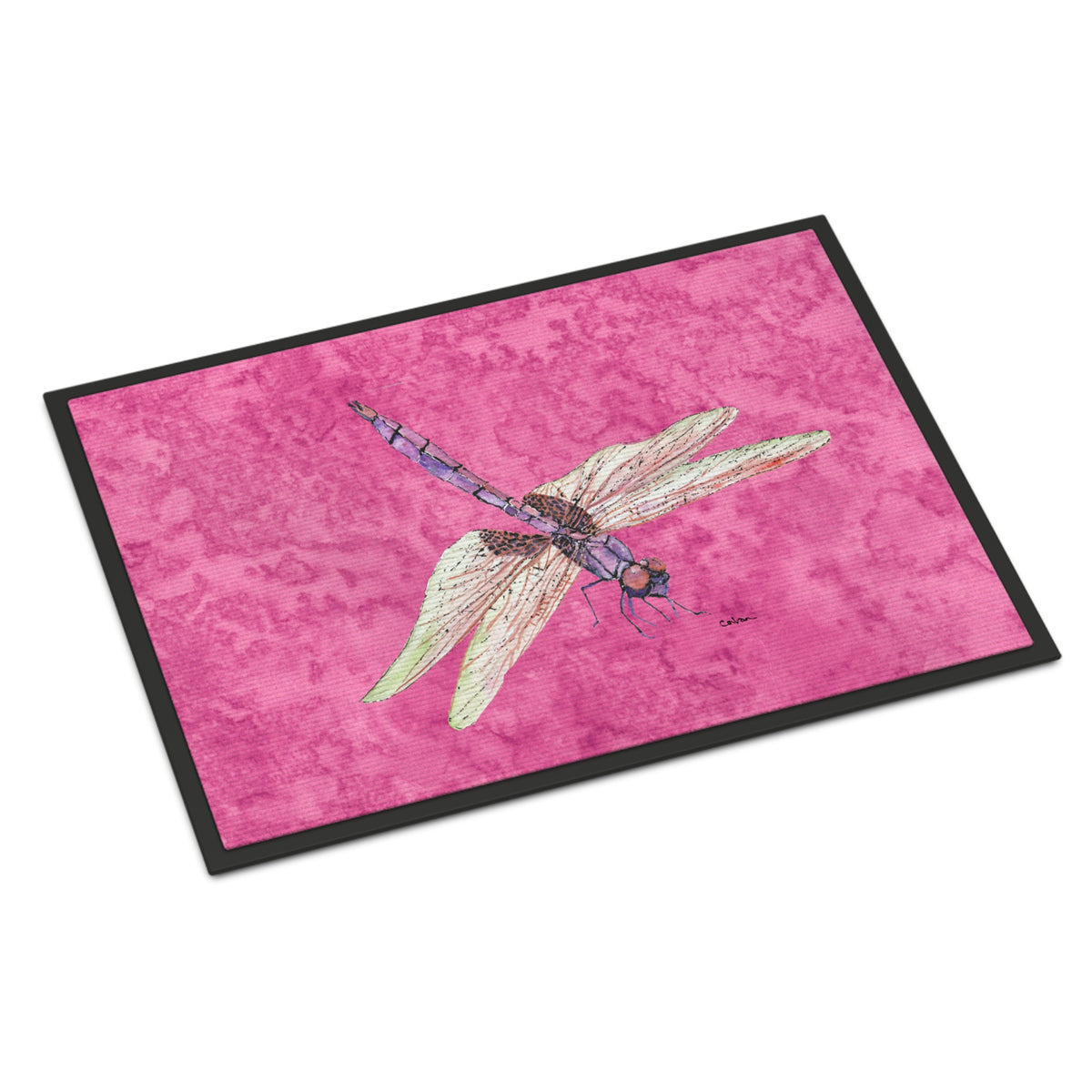 Dragonfly On Pink Indoor Or Outdoor Mat 18X27