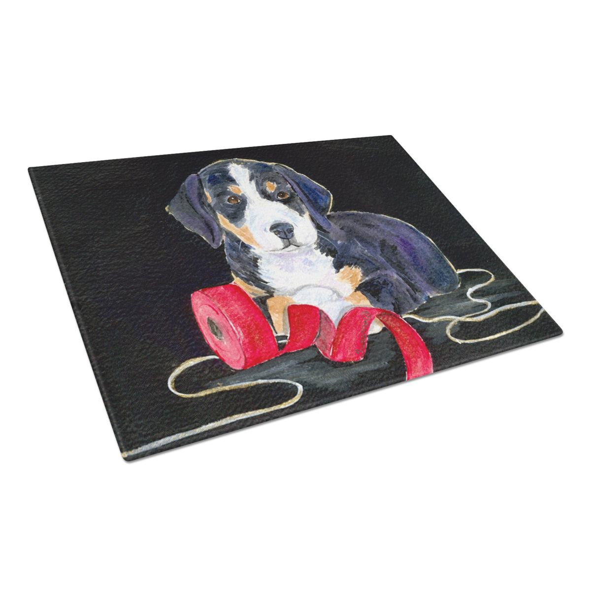 Entlebucher Mountain Dog Glass Cutting Board Large