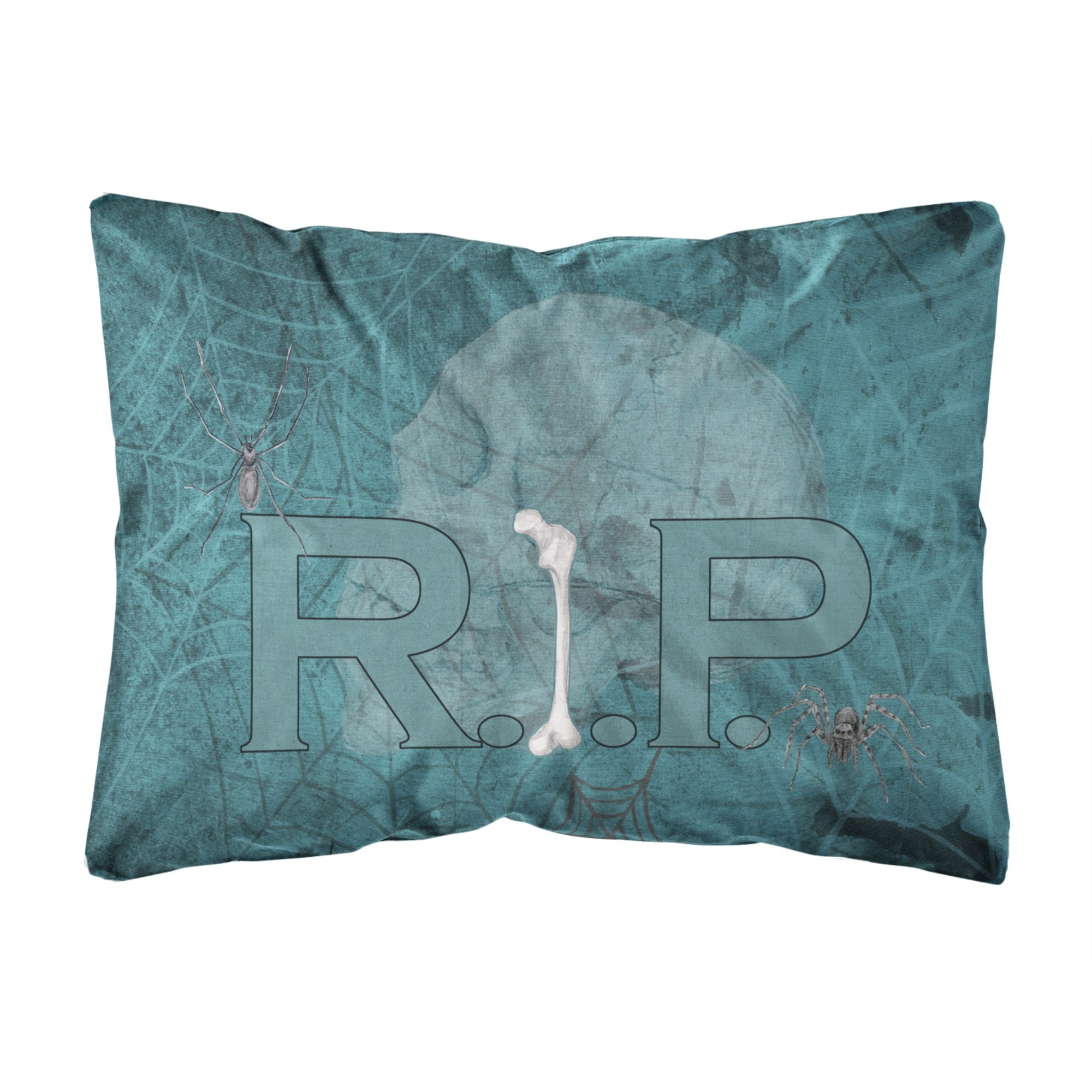 Rip Rest In Peace With Spider Web Halloween Canvas Fabric Decorative Pillow
