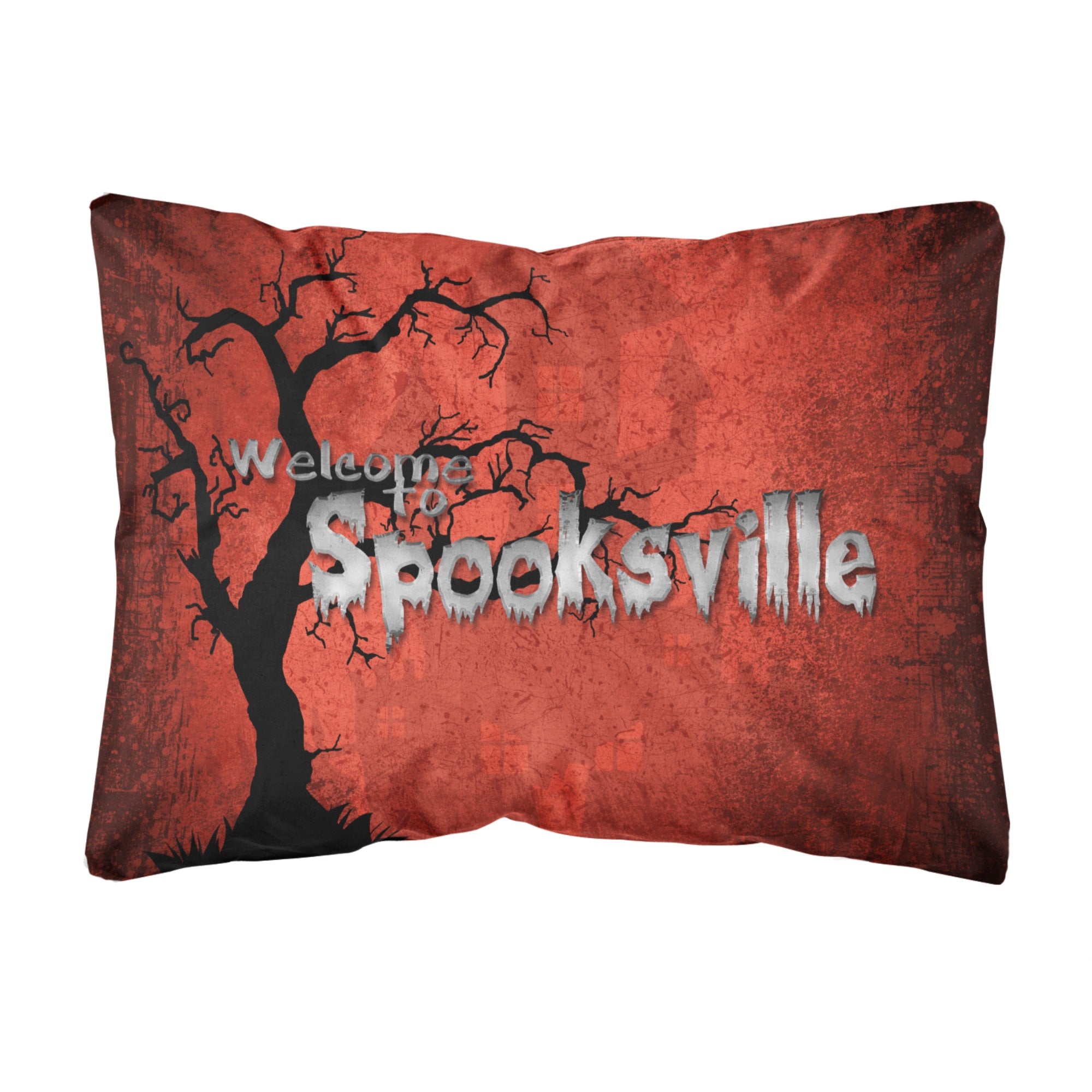 Welcome To Spooksville Halloween Canvas Fabric Decorative Pillow