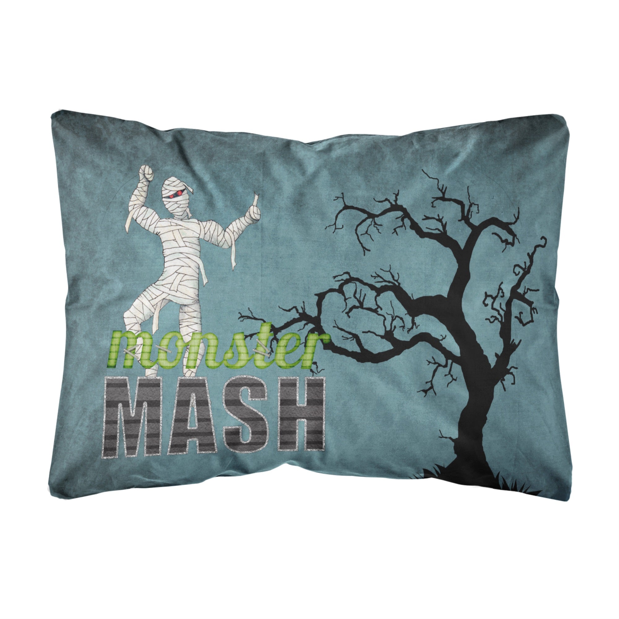 Monster Mash With Mummy Halloween Canvas Fabric Decorative Pillow