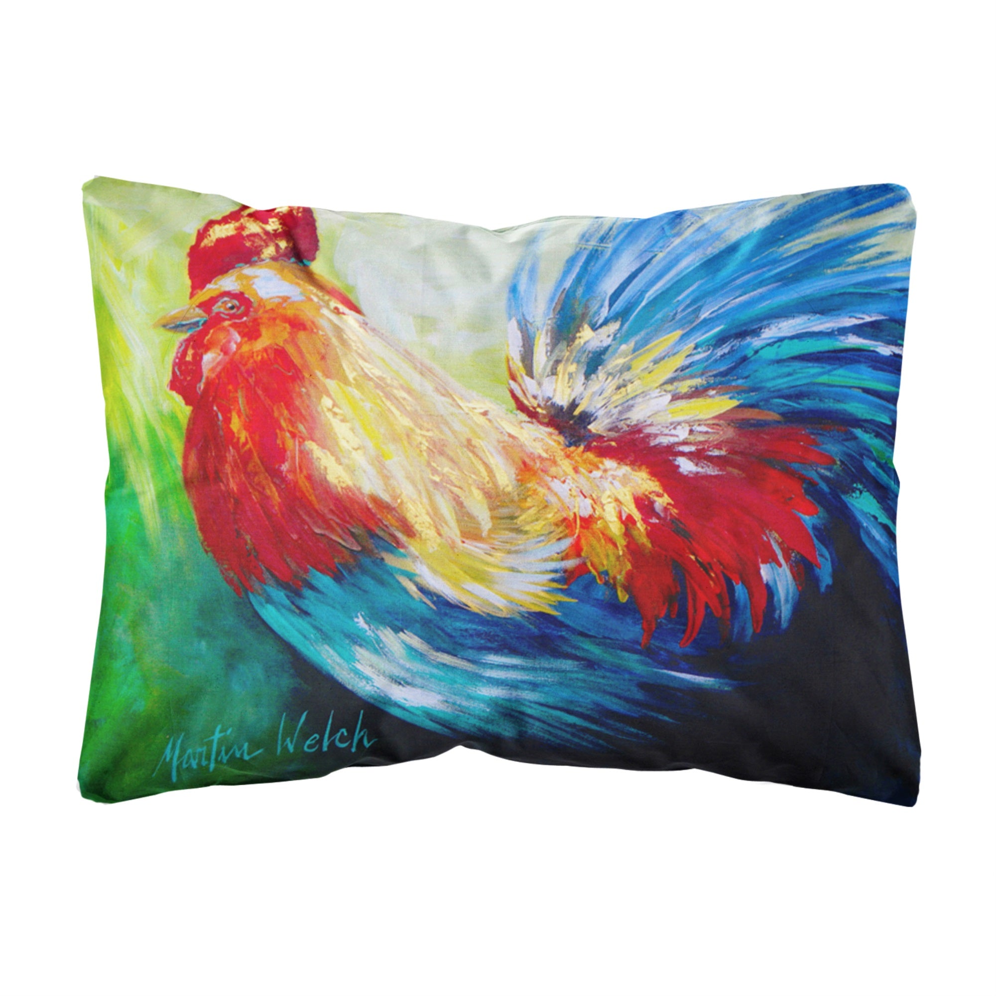Bird - Rooster Chief Big Feathers Canvas Fabric Decorative Pillow