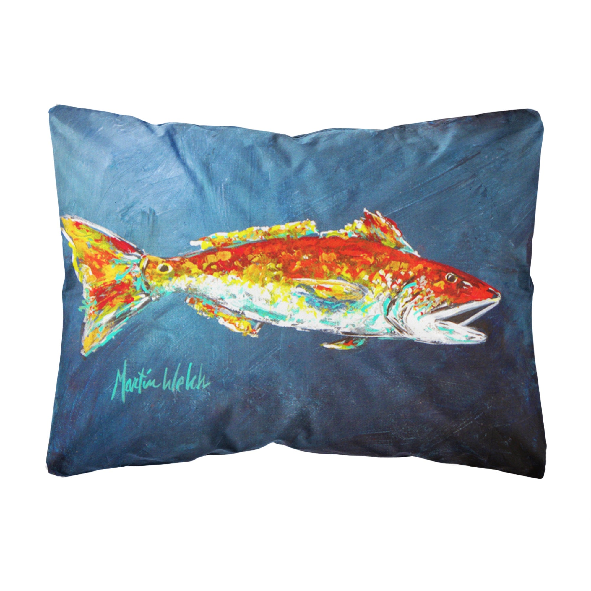 Fish - Red Fish Red For Jarett Canvas Fabric Decorative Pillow