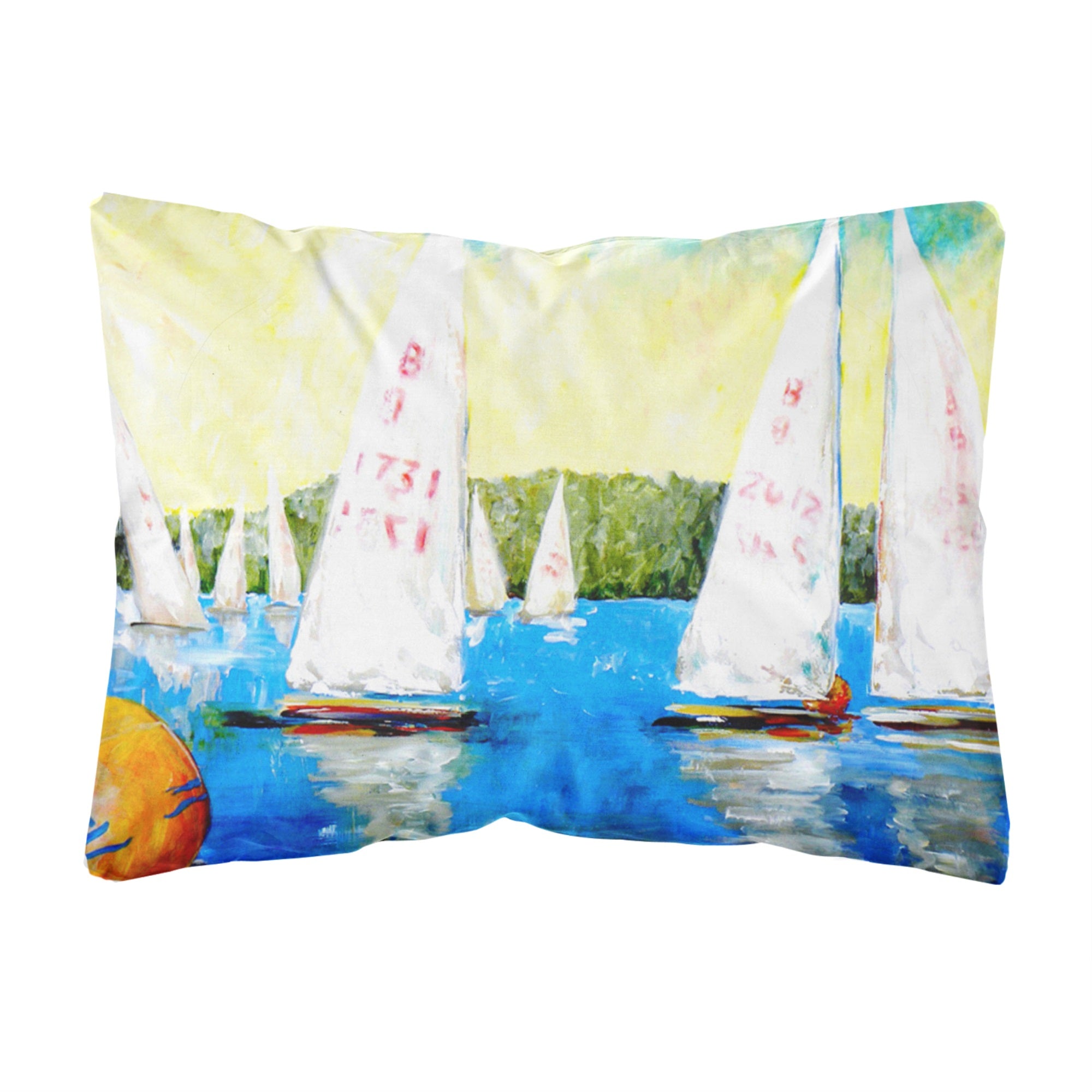 Sailboats Round The Mark Canvas Fabric Decorative Pillow