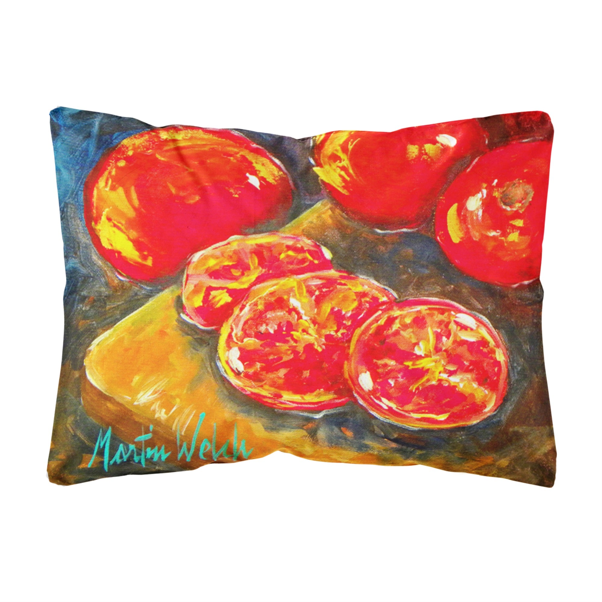 Vegetables - Tomatoes Slice It Up Canvas Fabric Decorative Pillow