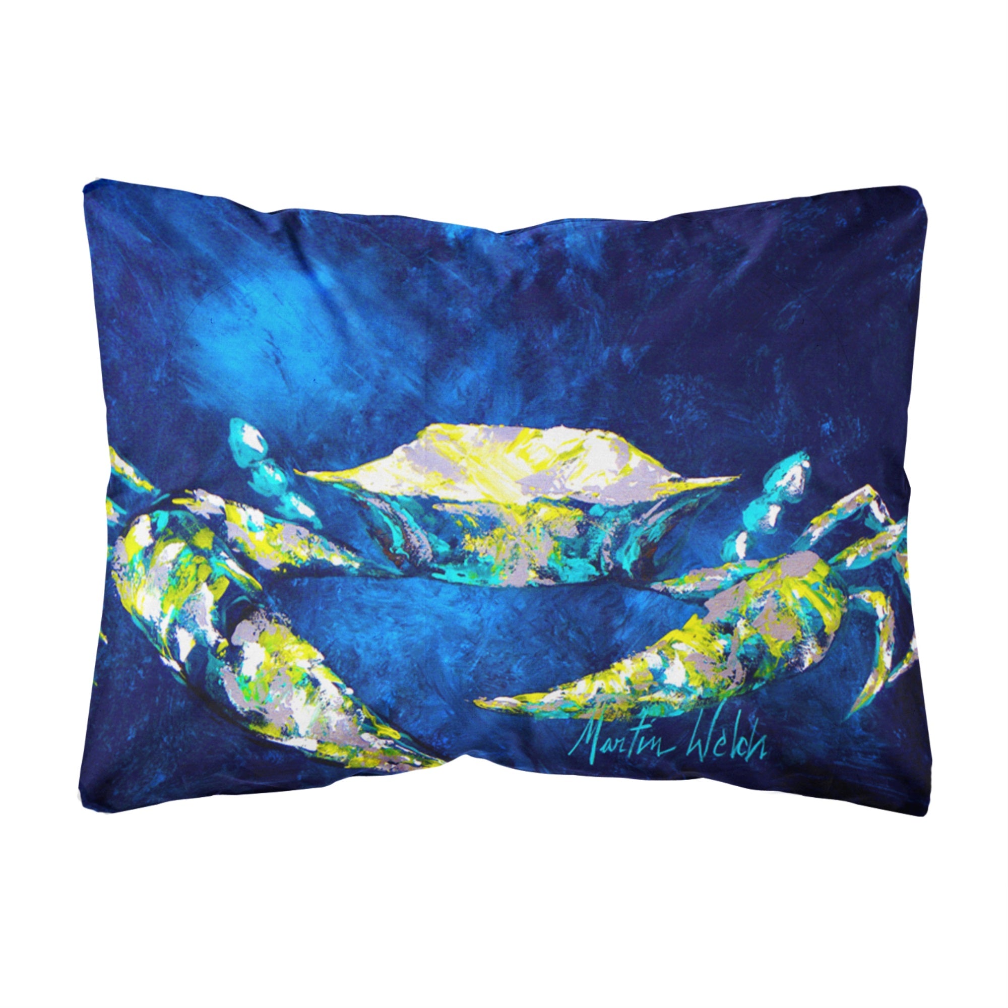 Crab Blue Canvas Fabric Decorative Pillow