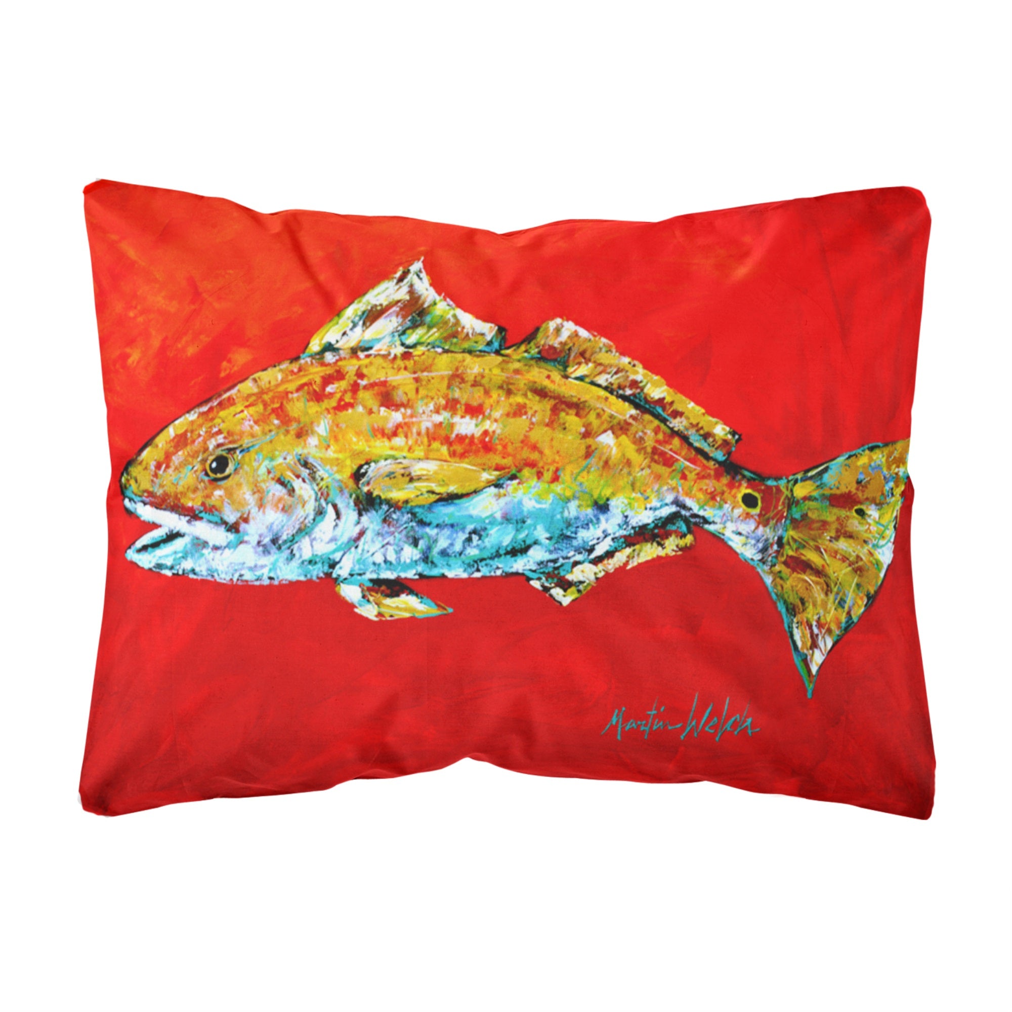 Fish - Red Fish Red Head Canvas Fabric Decorative Pillow