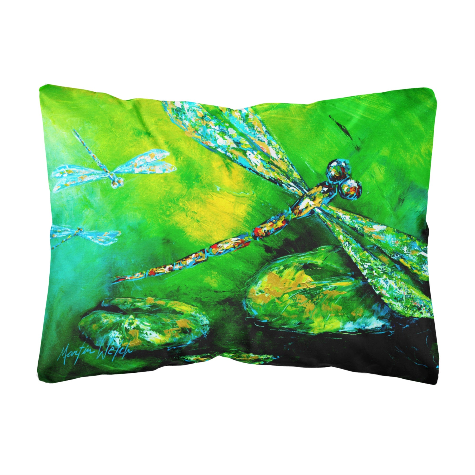 Dragonfly Summer Flies Canvas Fabric Decorative Pillow