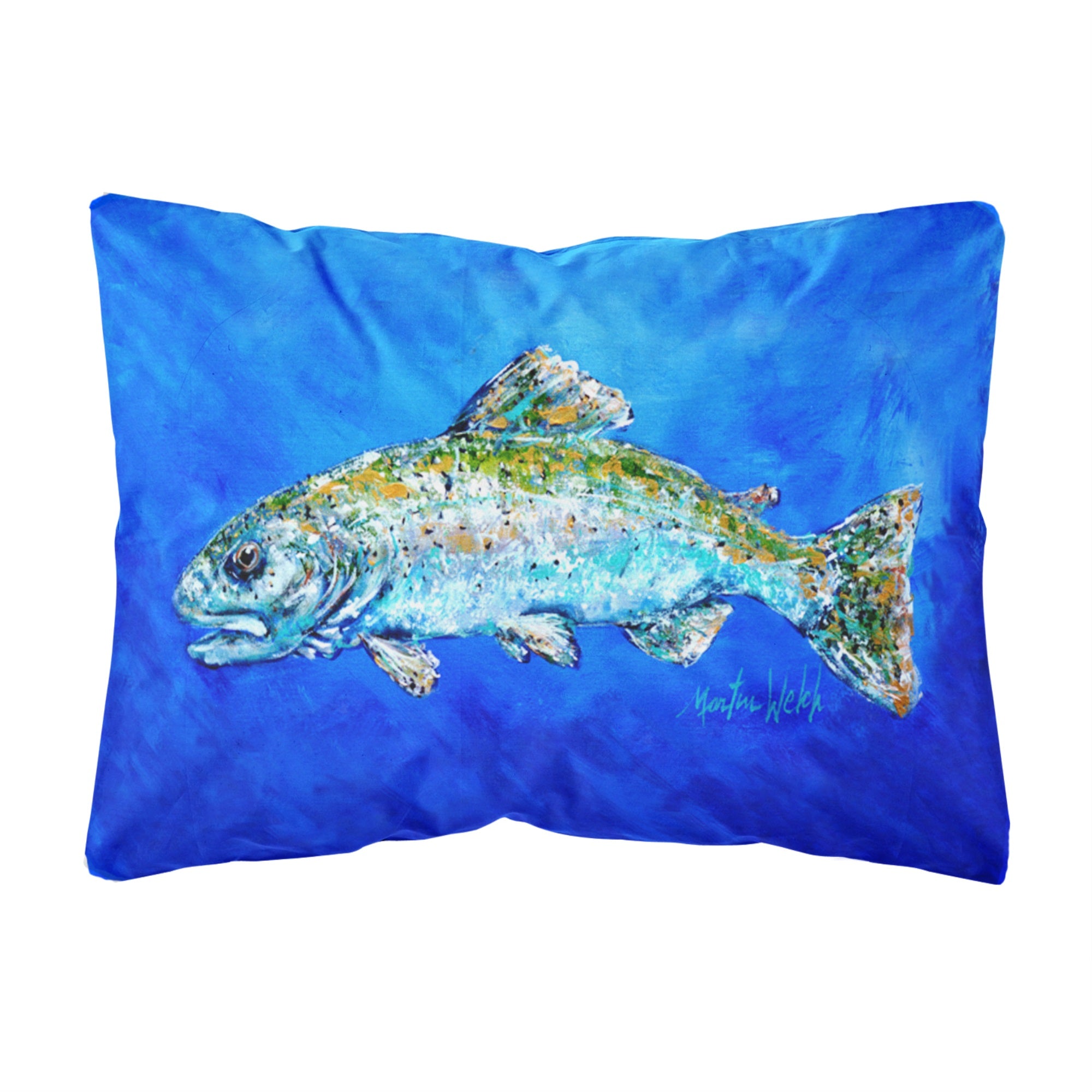 Fish Headed Downstream Canvas Fabric Decorative Pillow