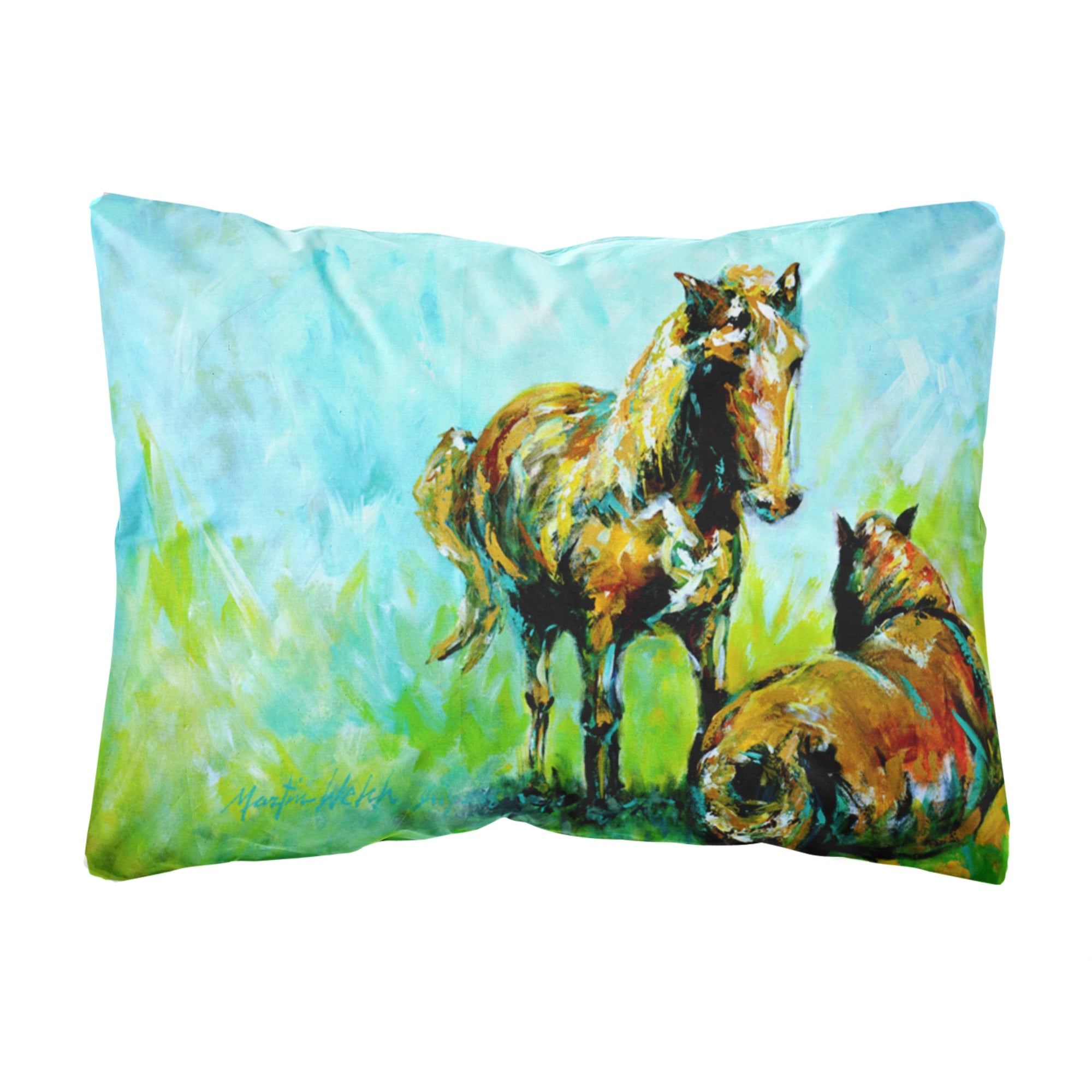 Horse Grazin Canvas Fabric Decorative Pillow