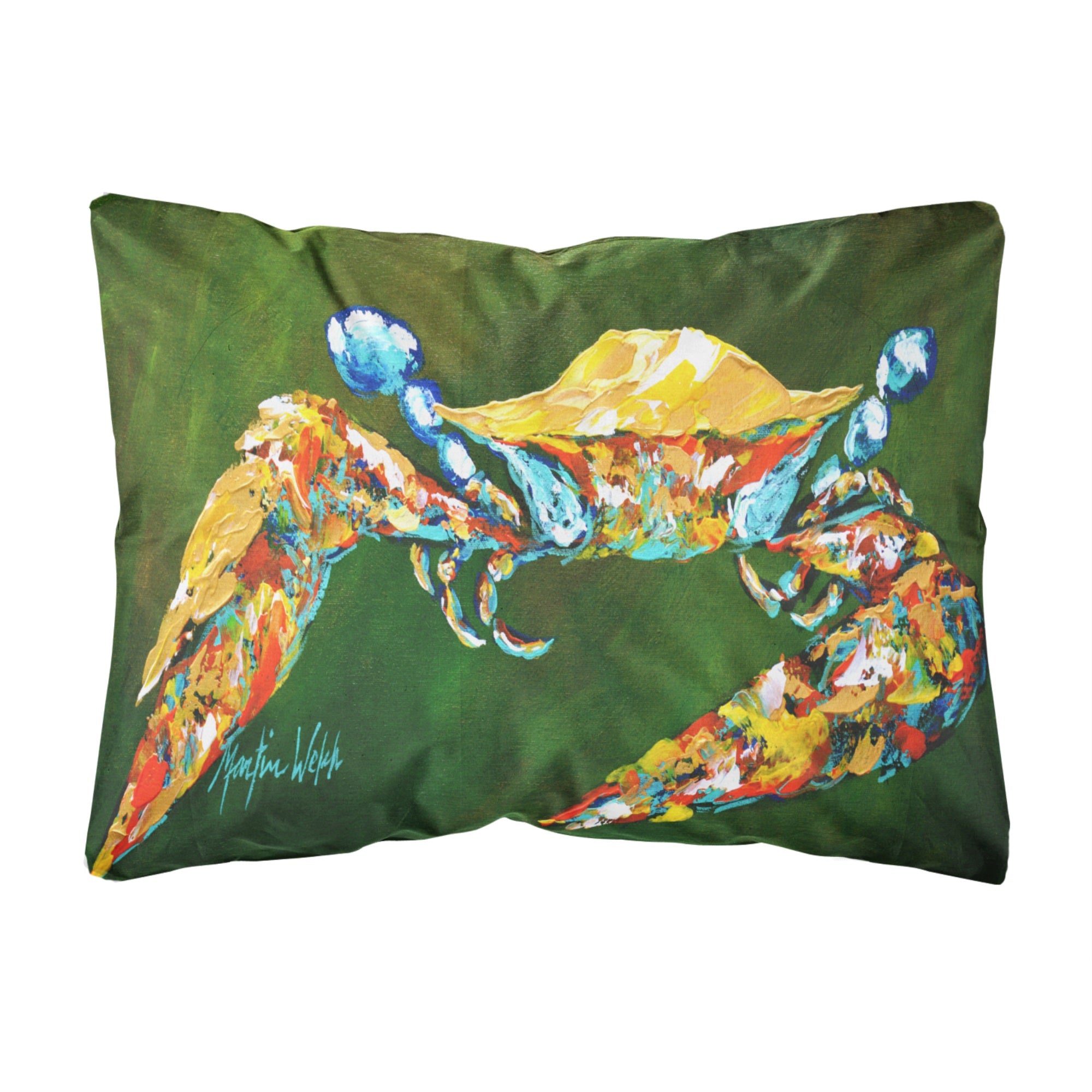 Go Green Crab Canvas Fabric Decorative Pillow