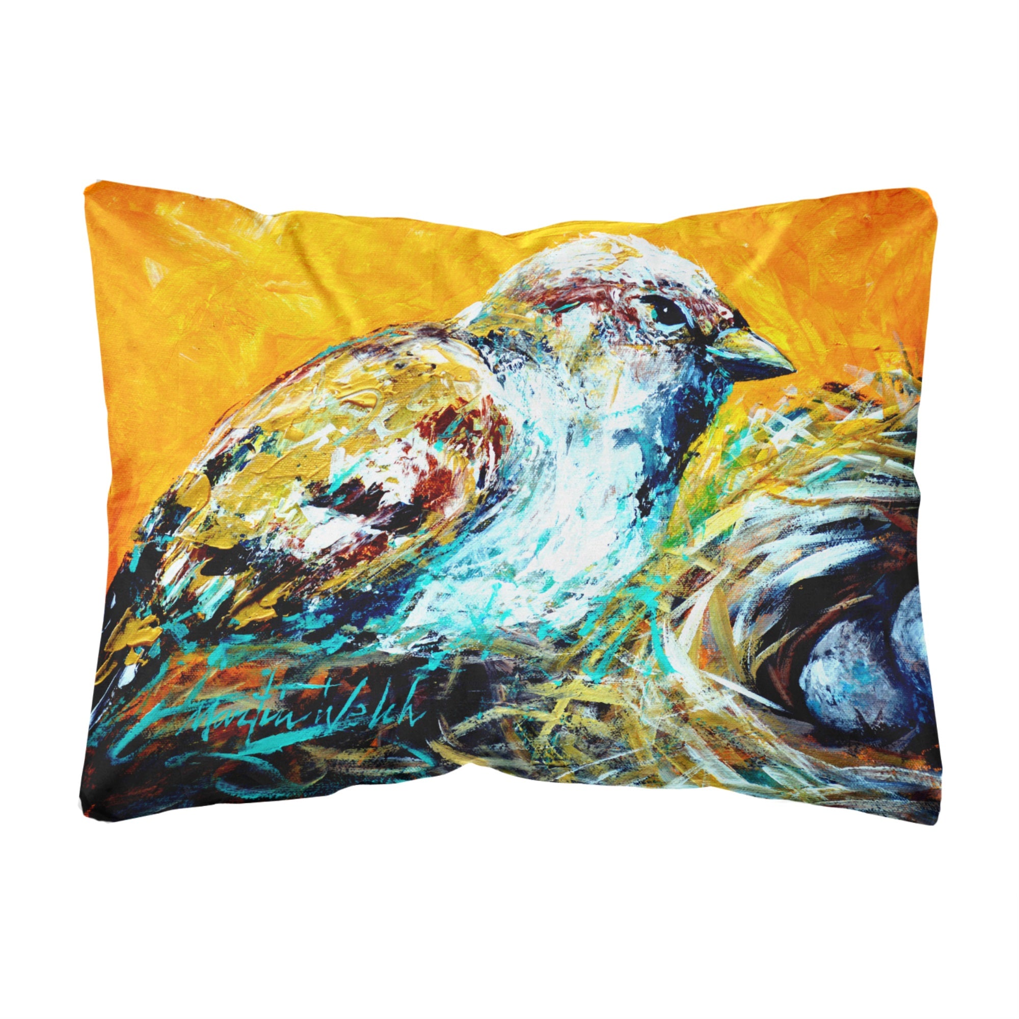 Look At The Birdie Canvas Fabric Decorative Pillow