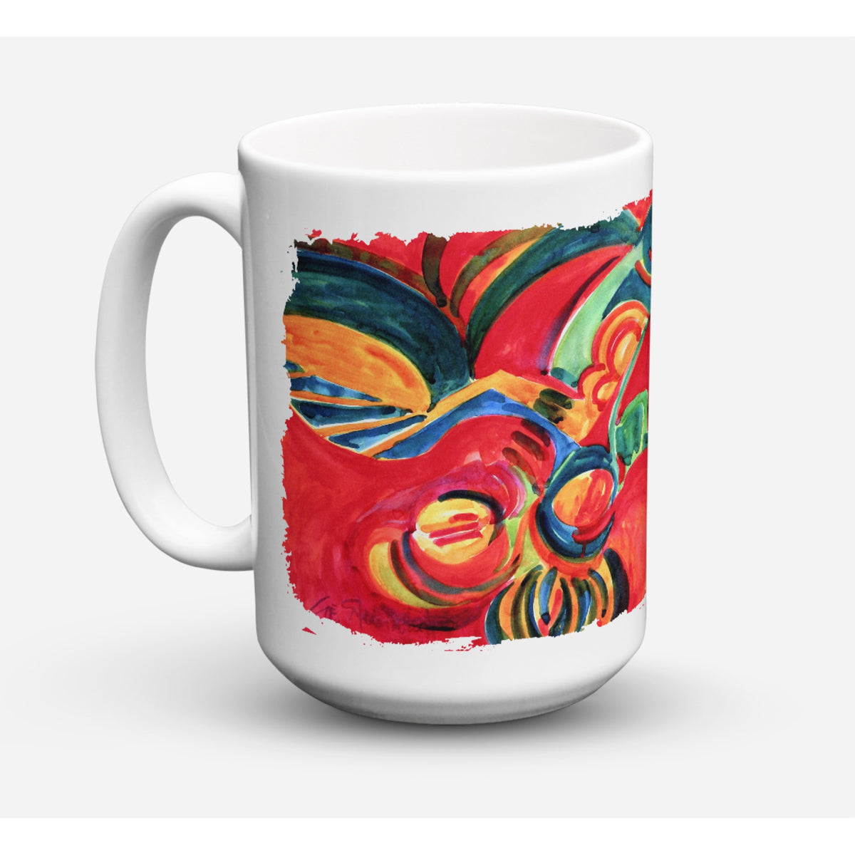 Red Flowers And Berries Coffee Mug 15 Oz