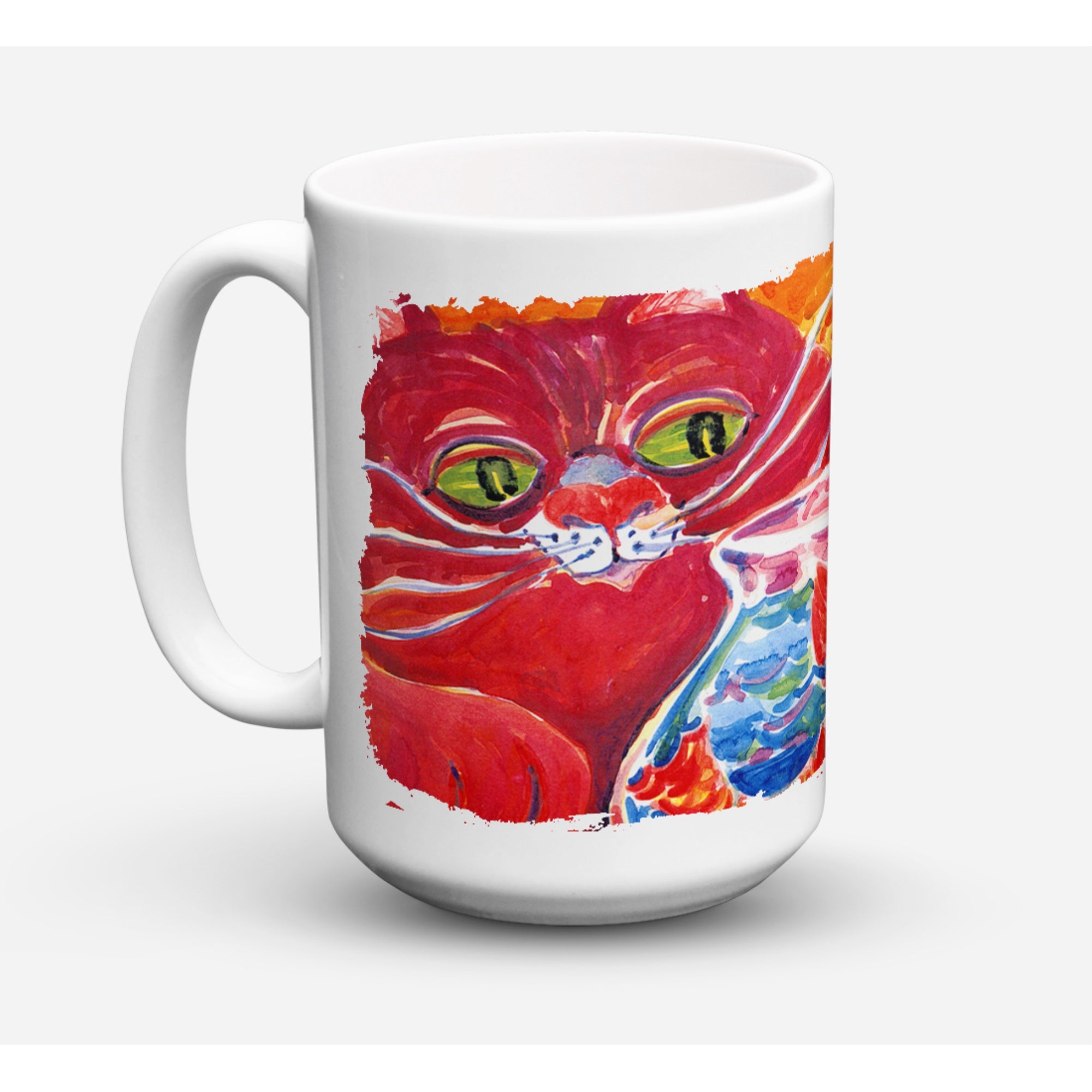 Big Red Cat At The Fishbowl Coffee Mug 15 Oz