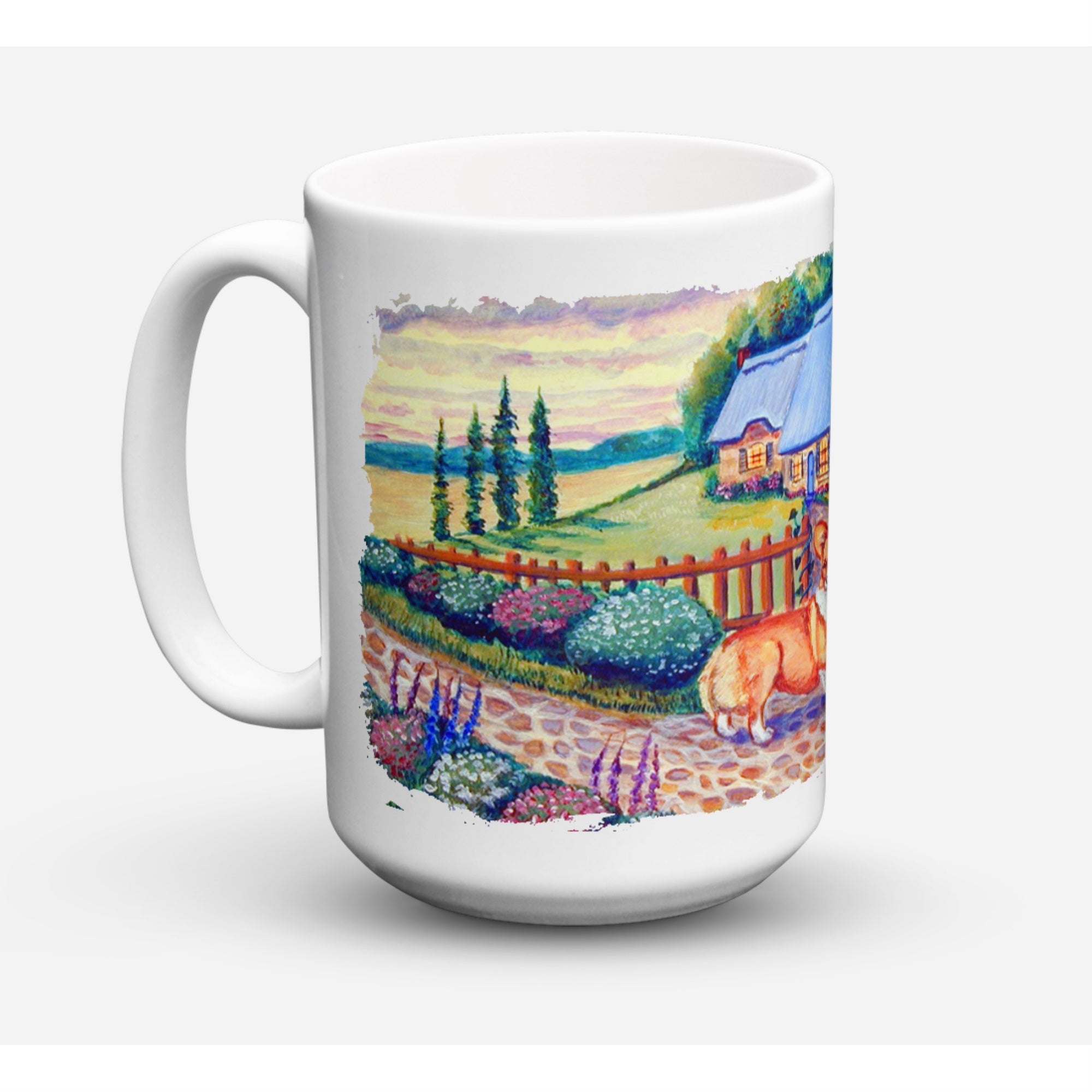 Pembroke Corgi At The Cottage Coffee Mug 15 Oz