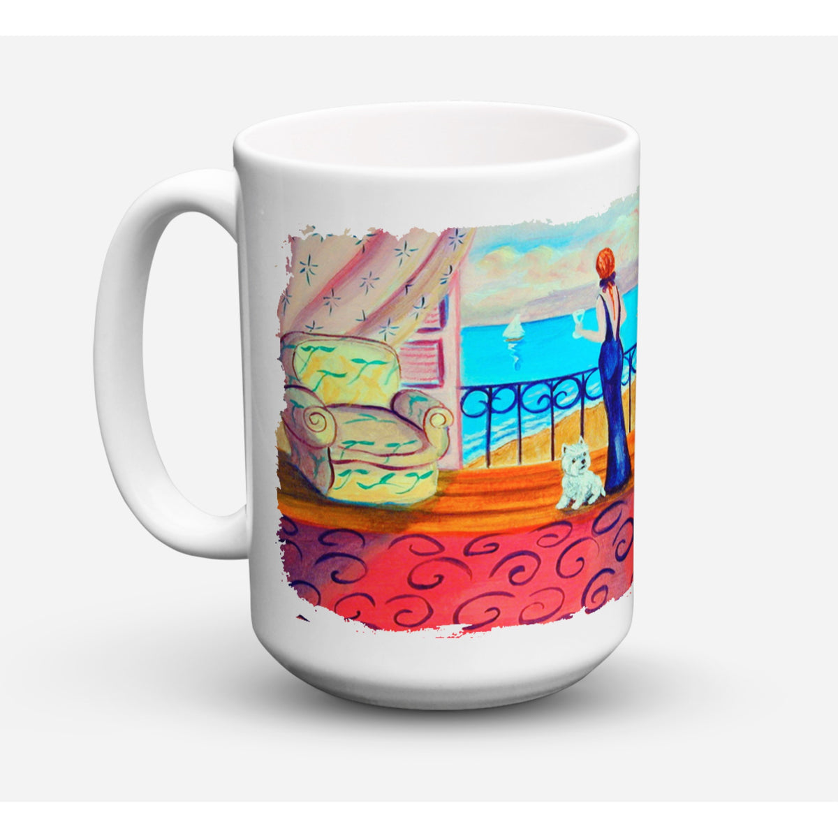 Westie With Mom And A View Coffee Mug 15 Oz