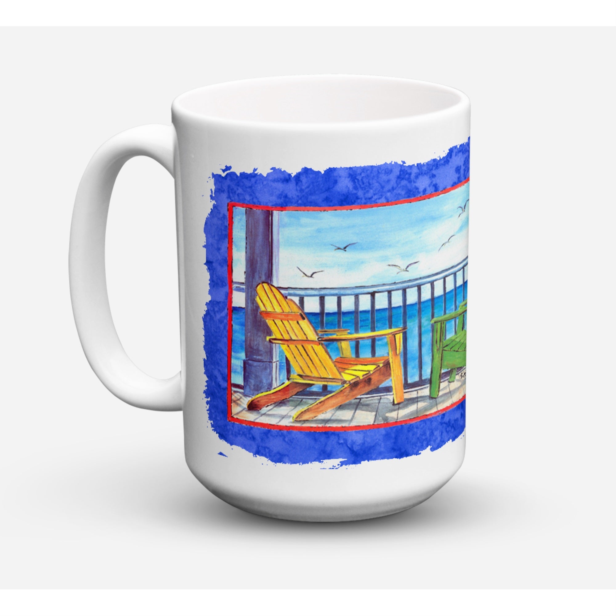 Adirondack Chairs Blue Coffee Mug 15 Oz
