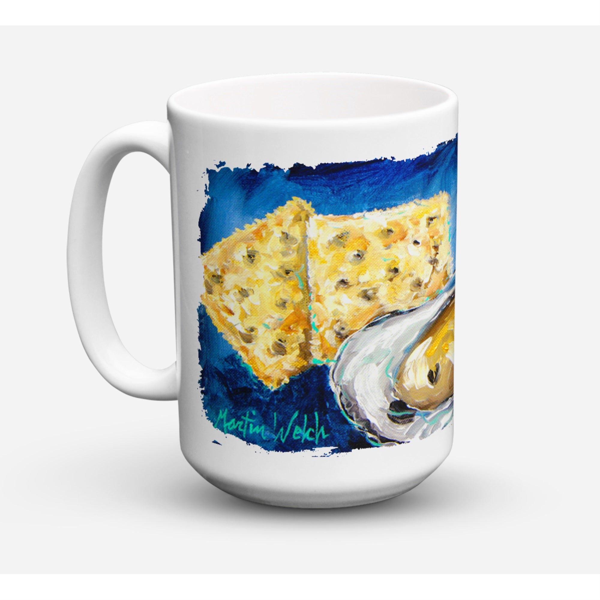 Oysters Two Crackers Coffee Mug 15 oz