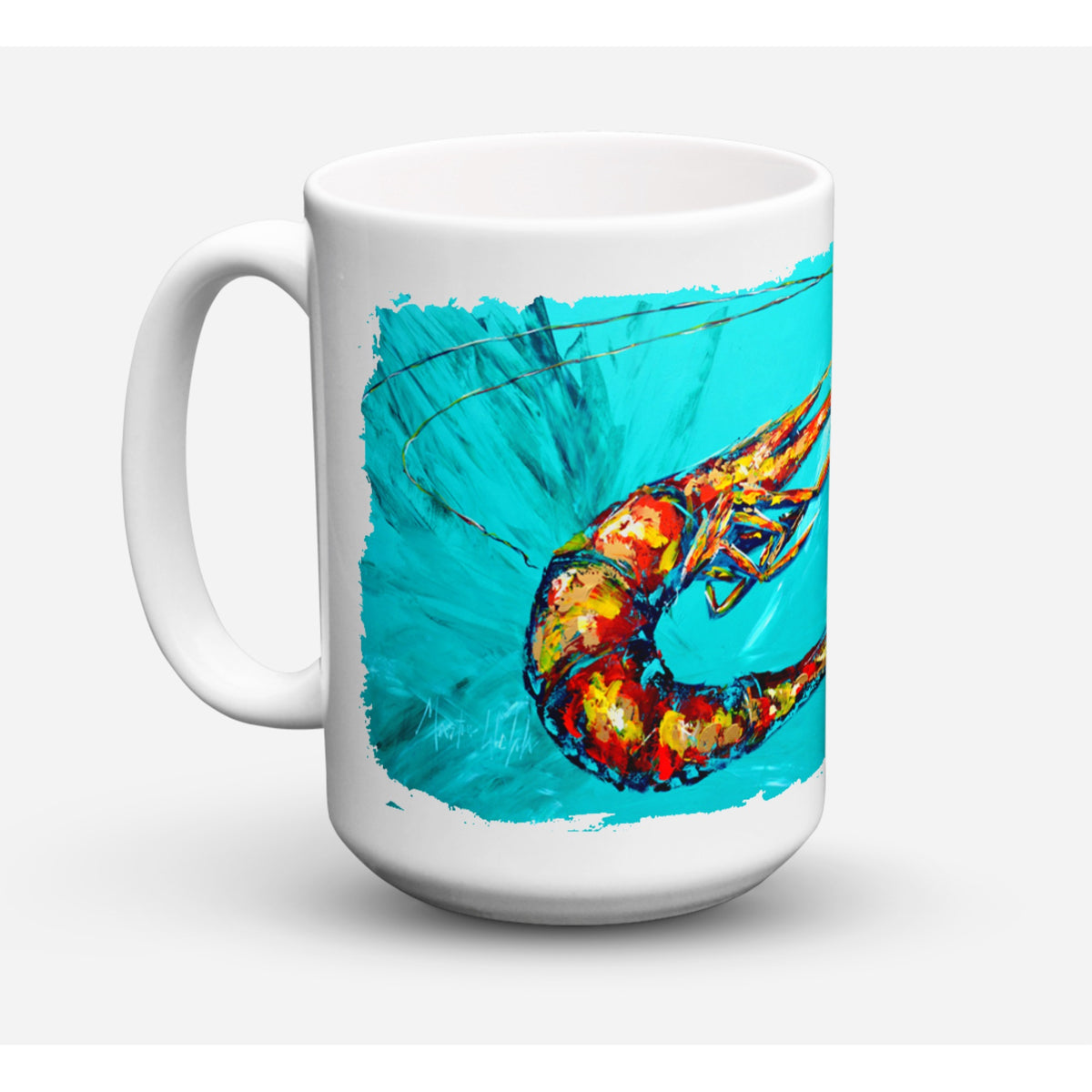 Shrimp Teal Shrimp Coffee Mug 15 Oz