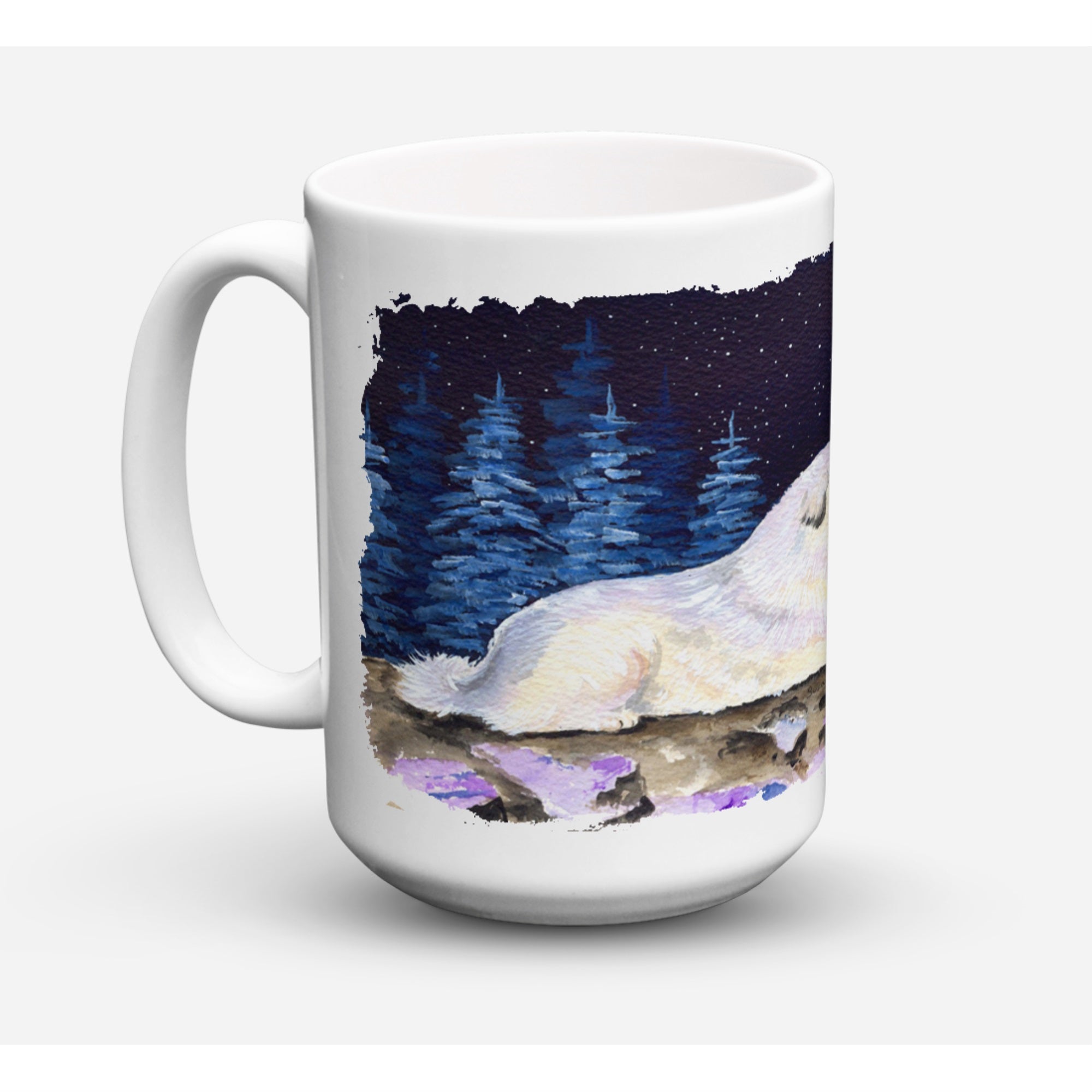 Starry Night Great Pyrenees Coffee Mug 15 Oz