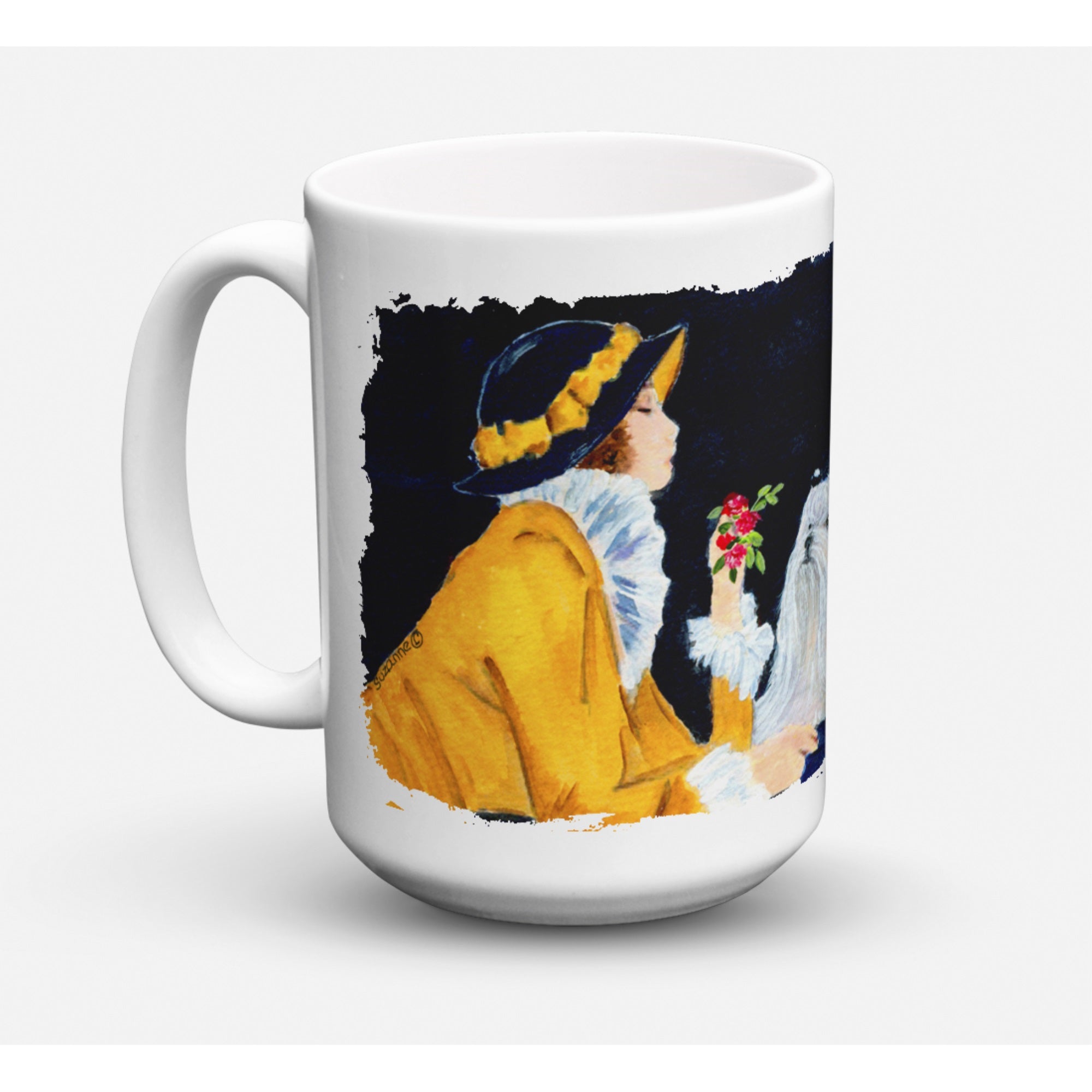 Lady With Her Maltese Coffee Mug 15 Oz
