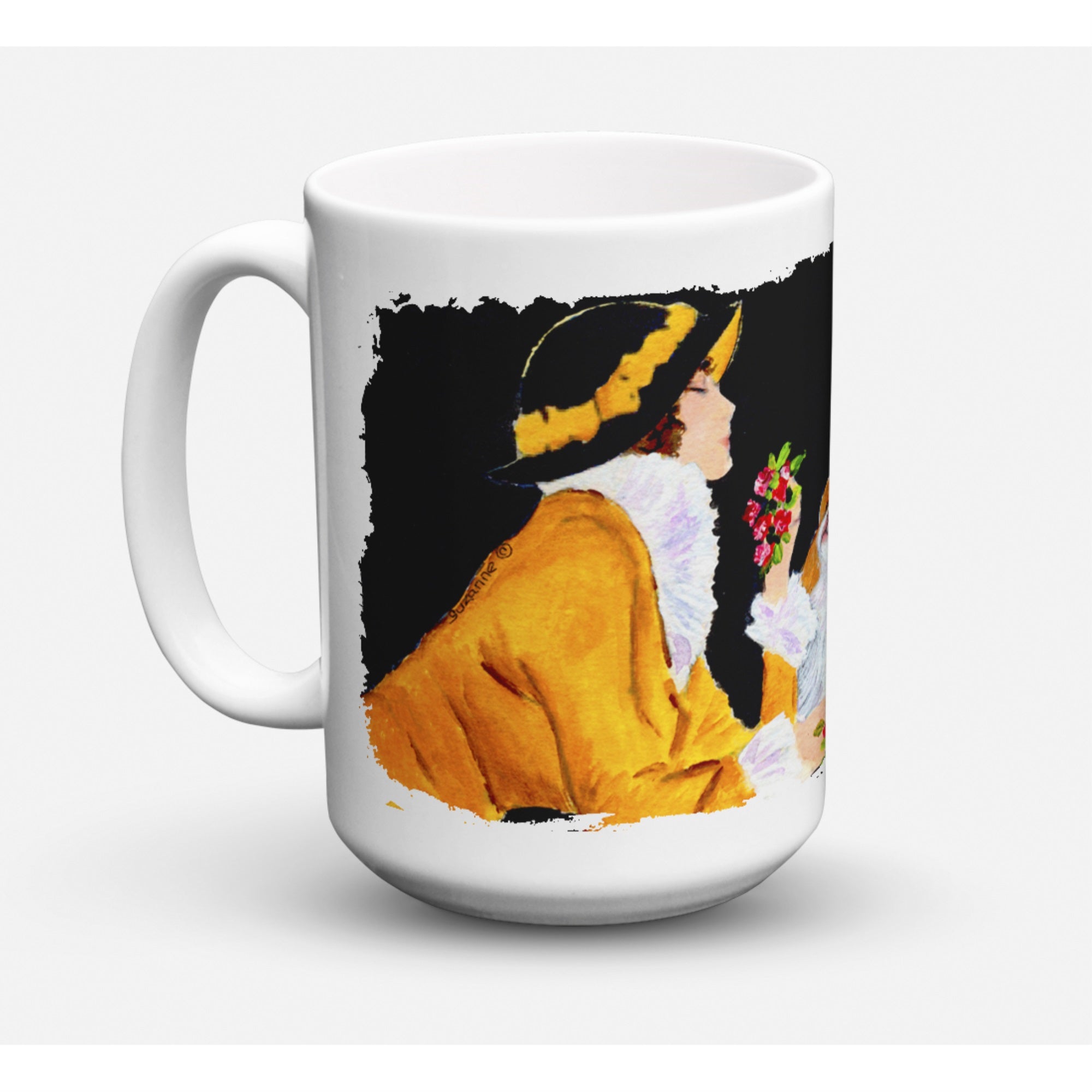 Lady With Her Japanese Chin Coffee Mug 15 Oz