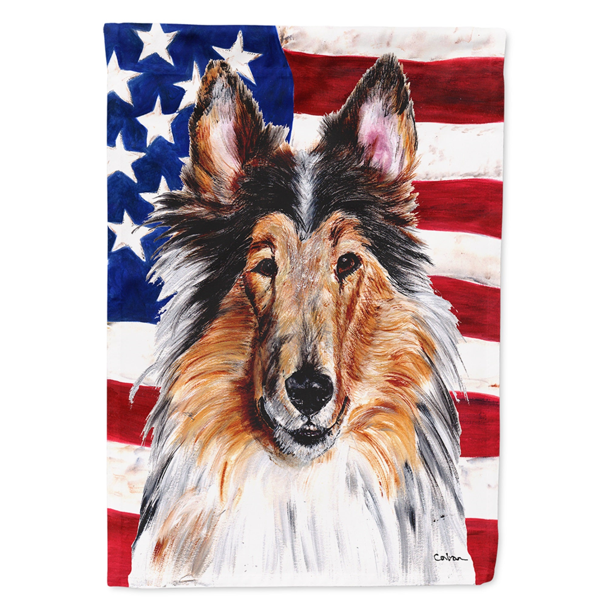 Collie With American Flag Usa Flag Garden Size