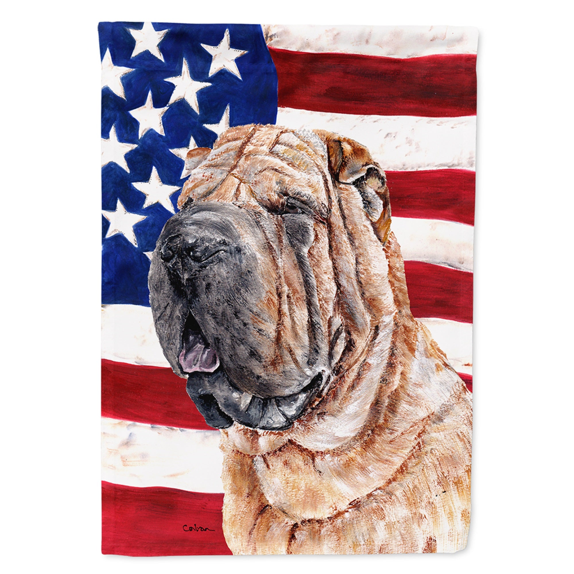 Shar Pei With American Flag Usa Flag Garden Size