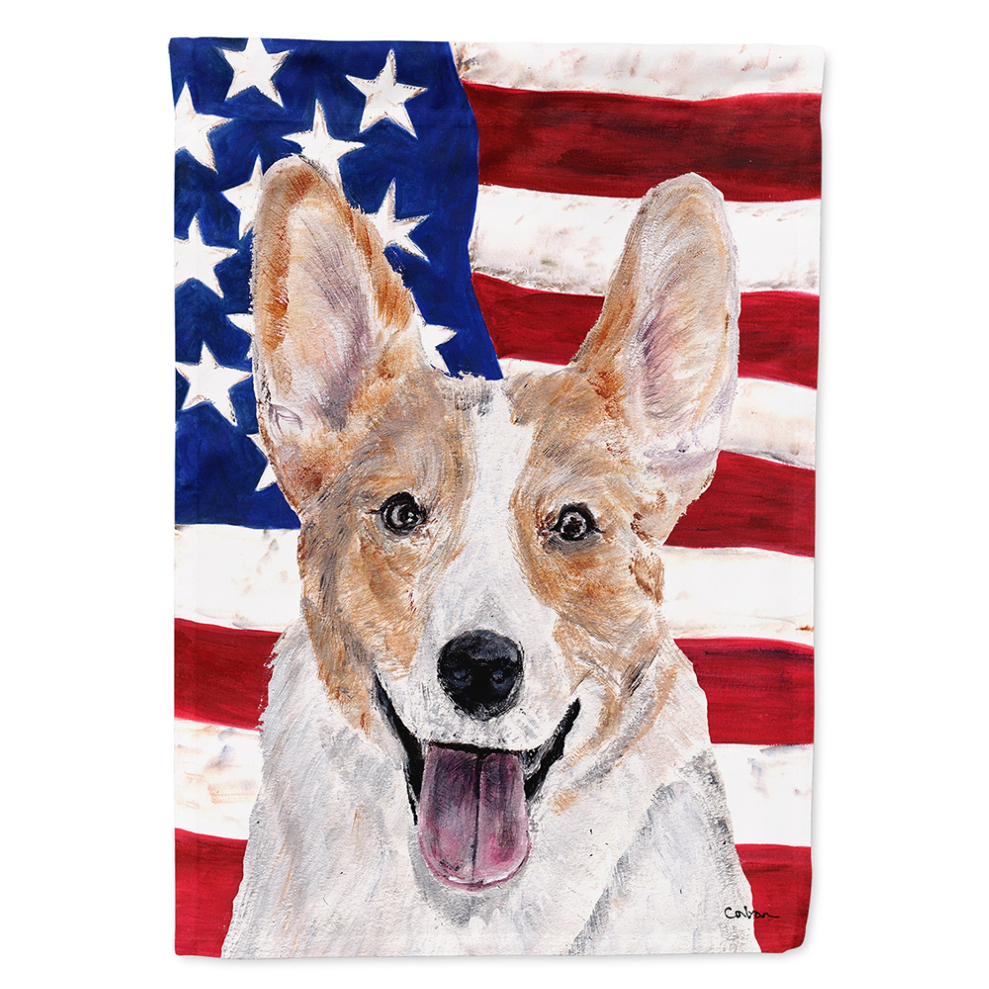 Cardigan Corgi With American Flag Usa Flag Garden Size
