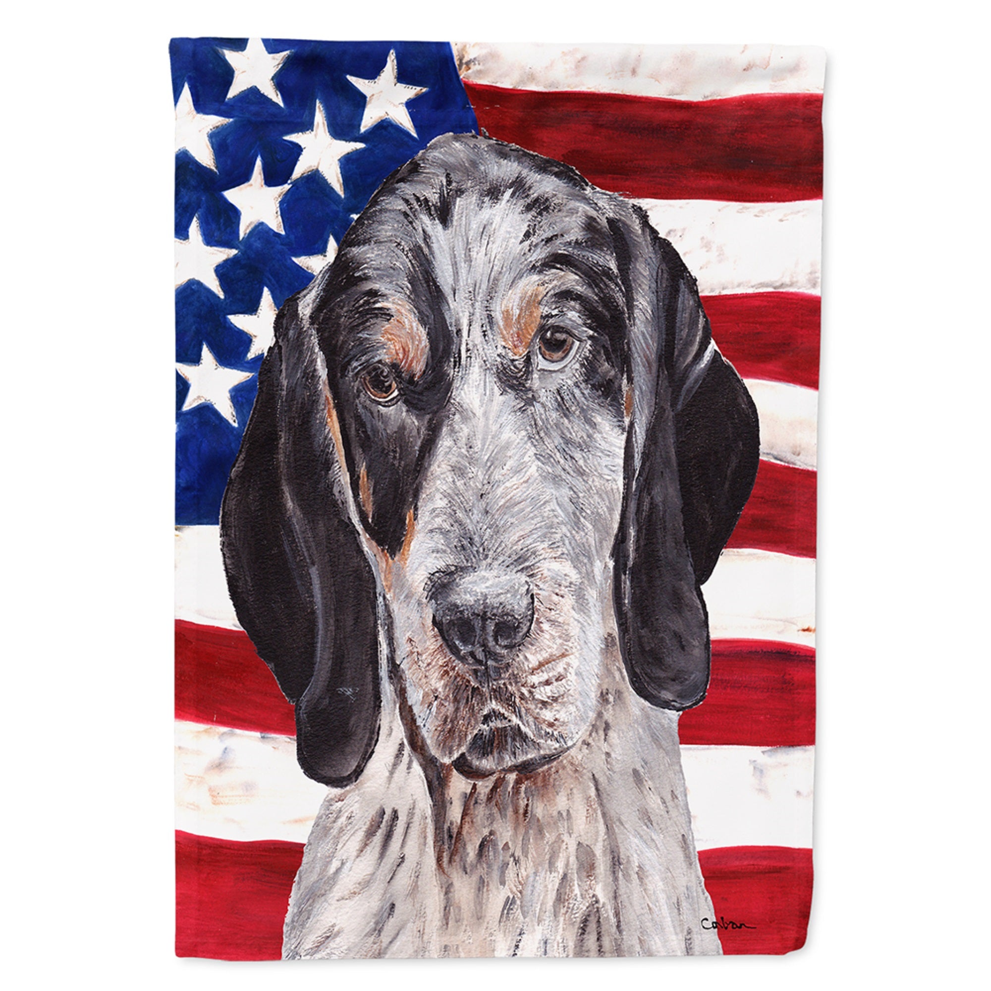 Blue Tick Coonhound With American Flag Usa Flag Garden Size