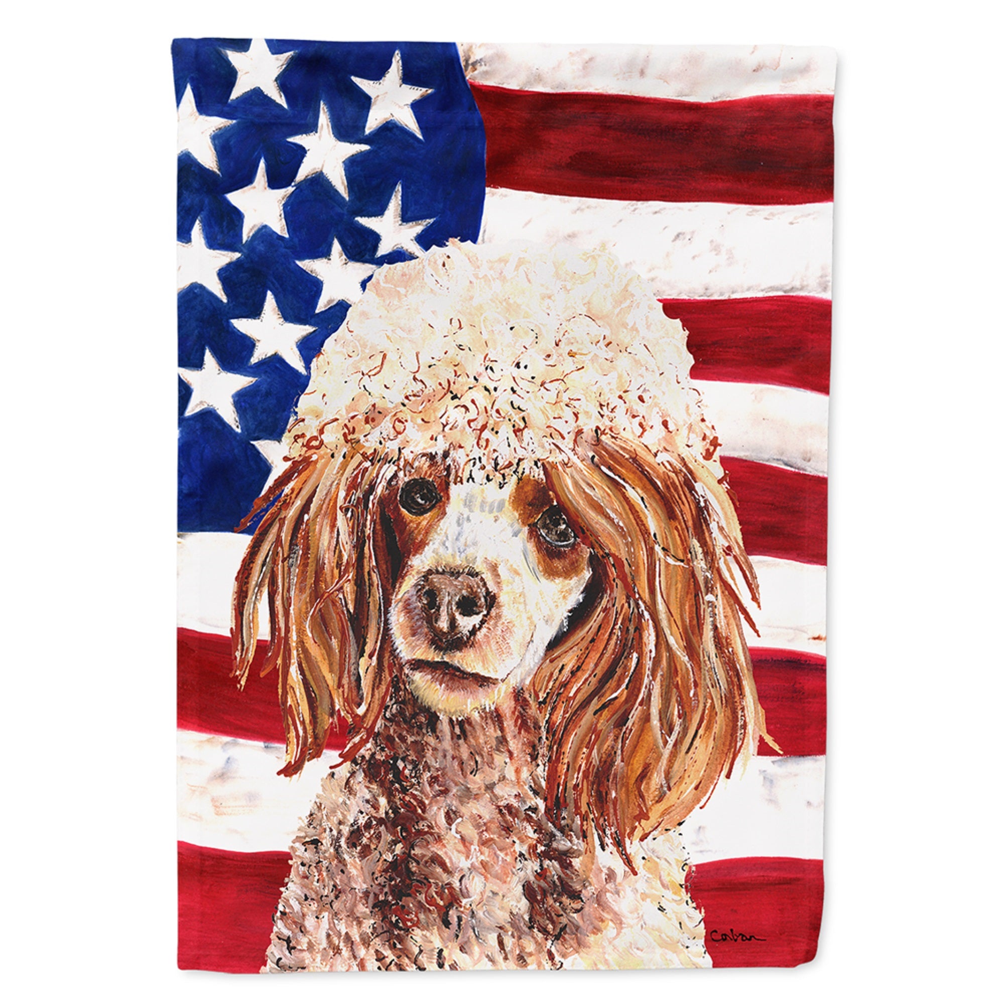 Red Miniature Poodle With American Flag Usa Flag Garden Size